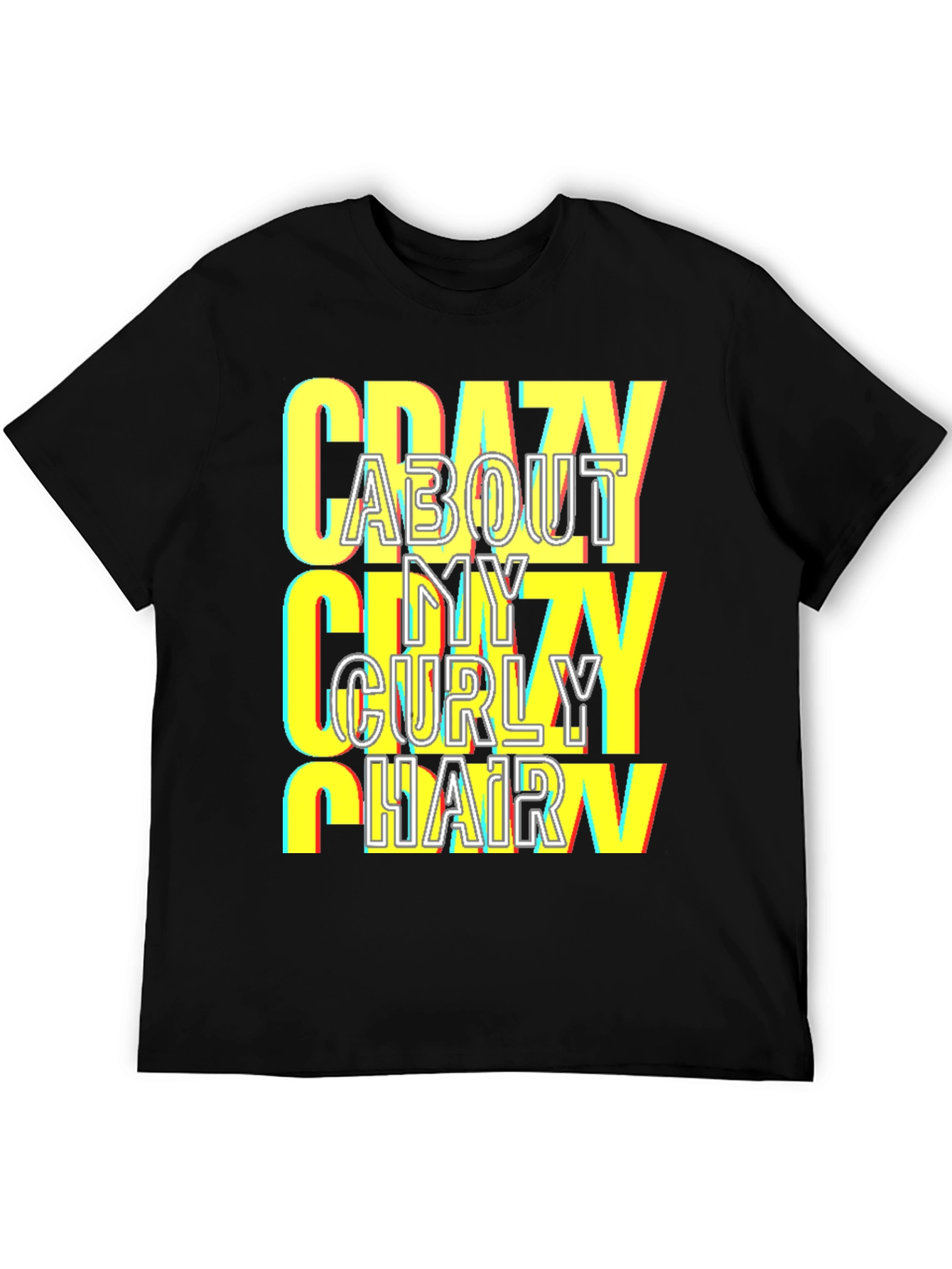 Black Crazy About My Curly Hair T-Shirt view 5