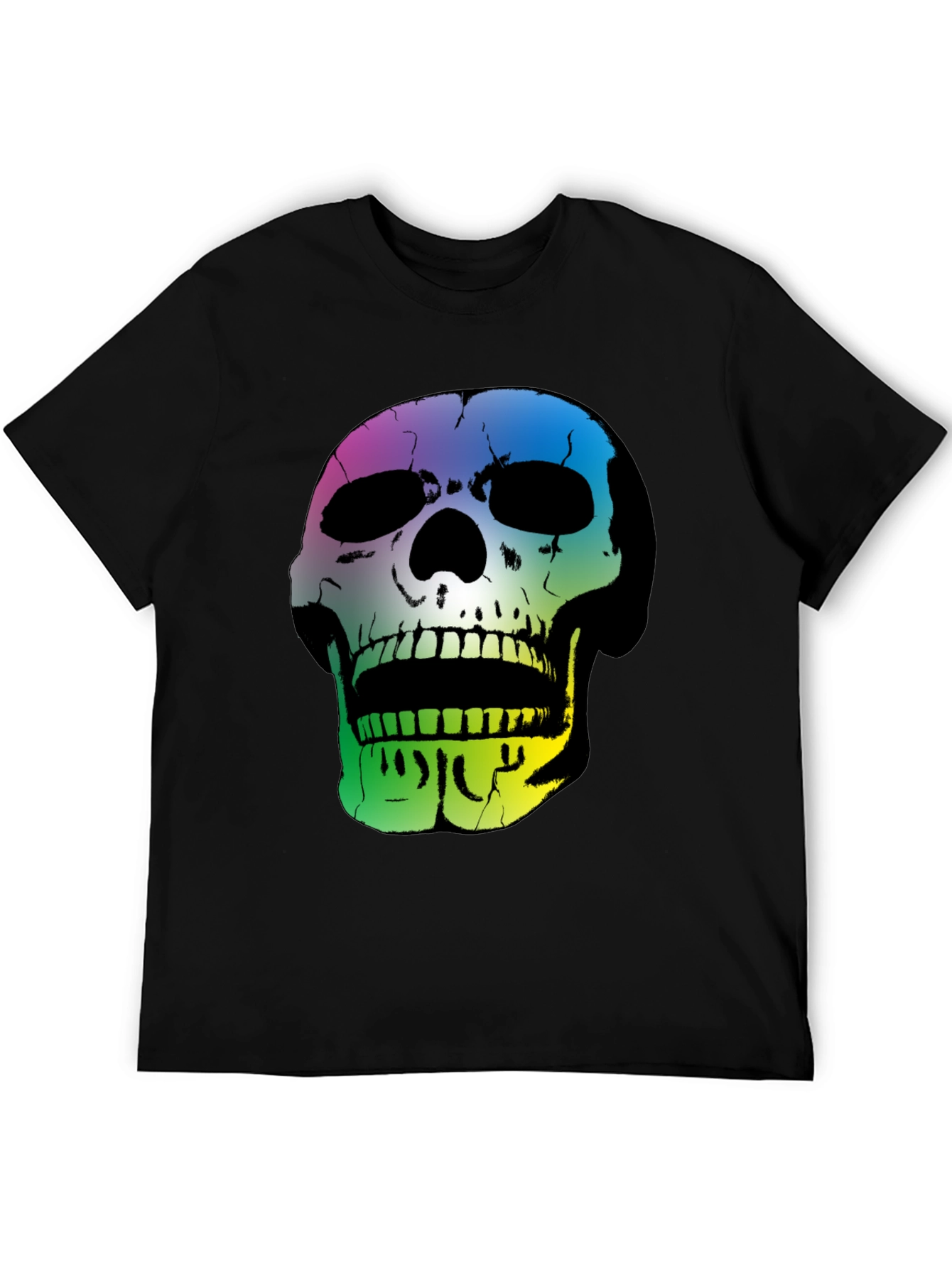 Black Rainbow Skull Graphic Black T-Shirt view 5