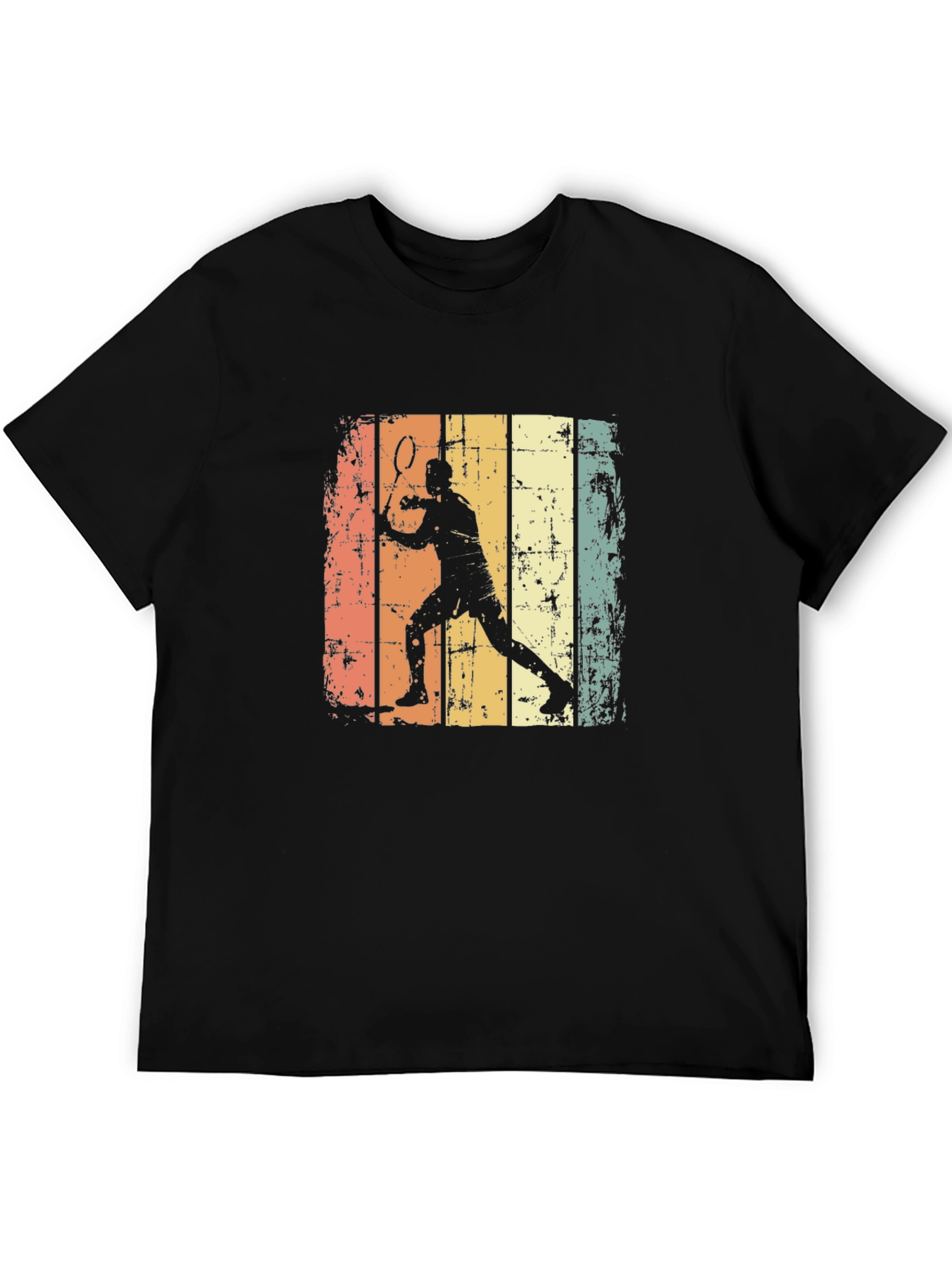 Black Retro Badminton Player Graphic Tee view 5