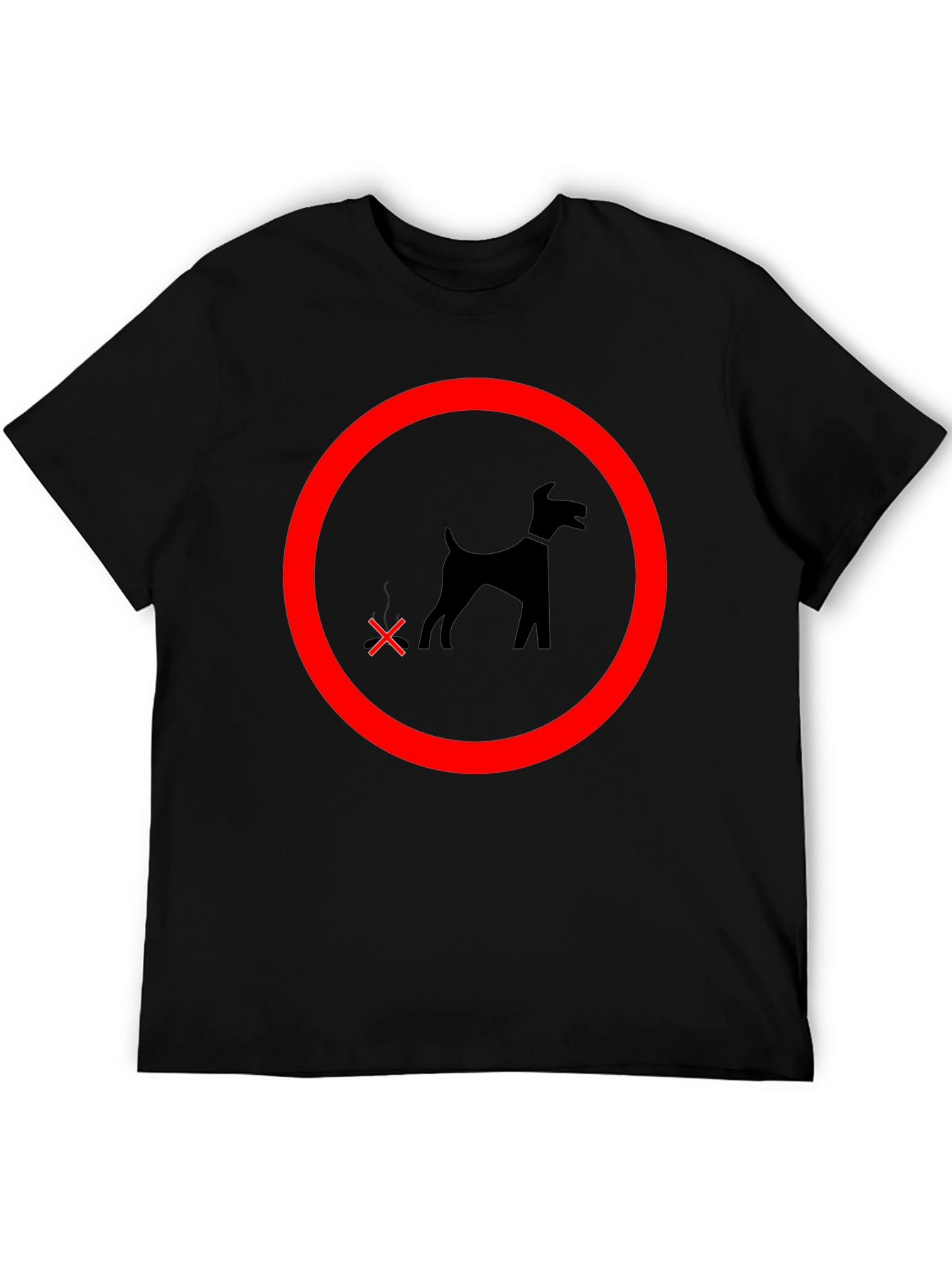 Black Funny No Dog Pooping T-Shirt view 5