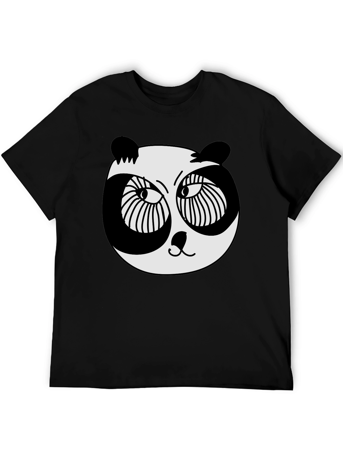Black Panda Graphic T-Shirt - Black Crew Neck Tee view 5