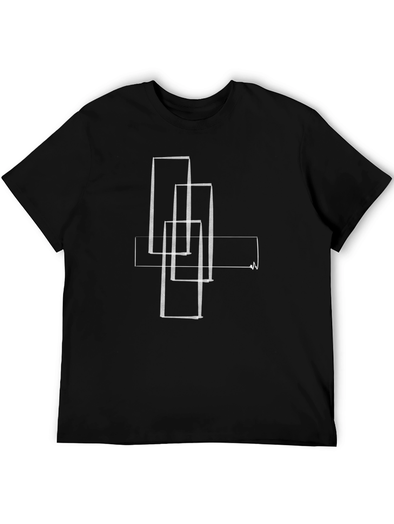 Black Abstract Geometric Line Art T-Shirt view 5