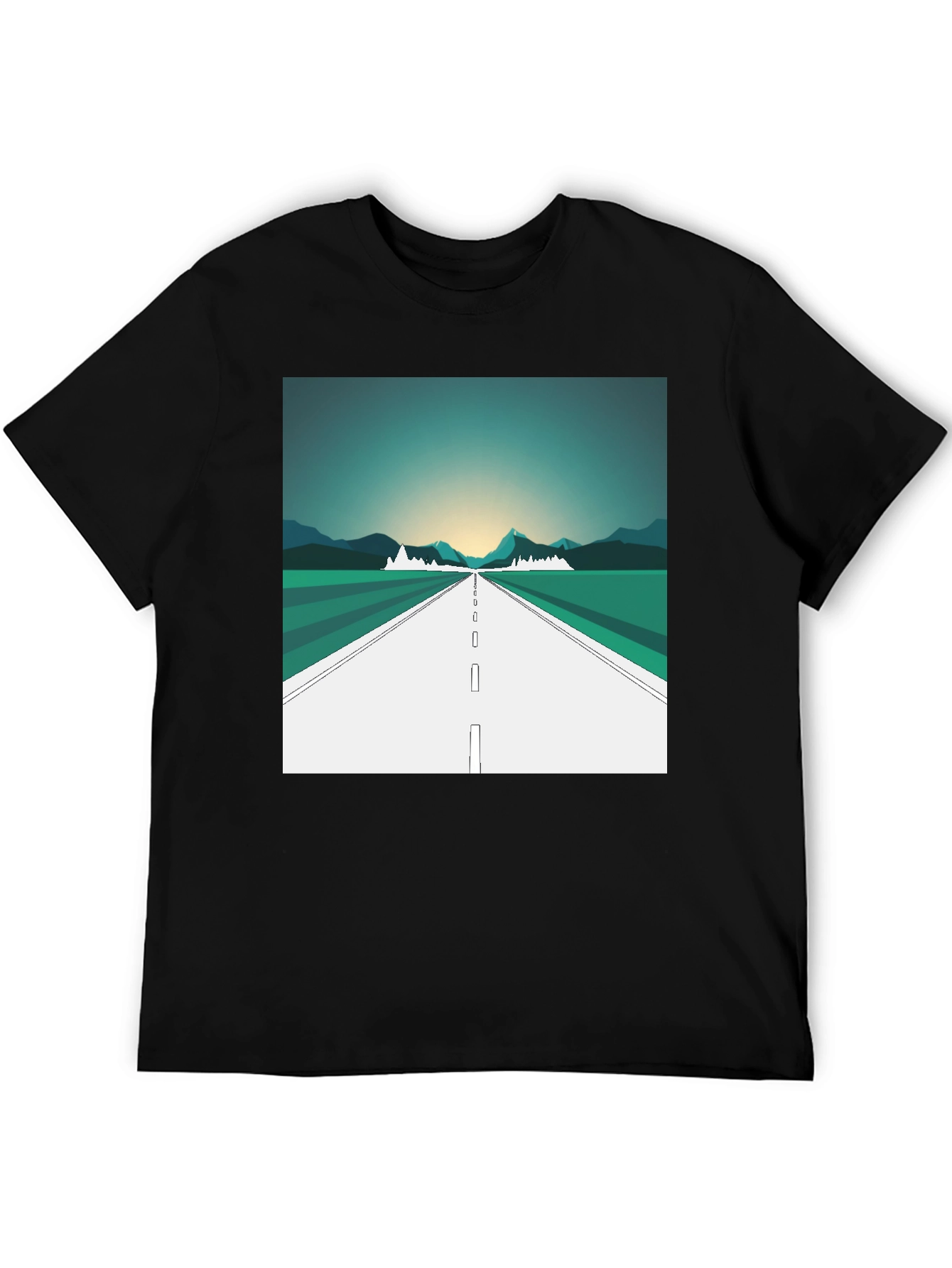 Black Road Trip Graphic Tee - Black Cotton T-Shirt view 5