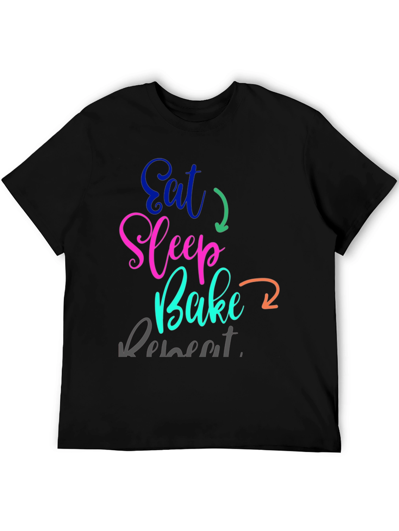 Black Eat Sleep Bake Repeat T-Shirt view 5