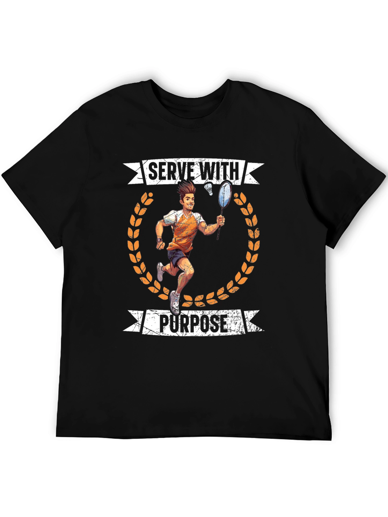 Black Serve With Purpose Badminton Graphic T-Shirt view 5