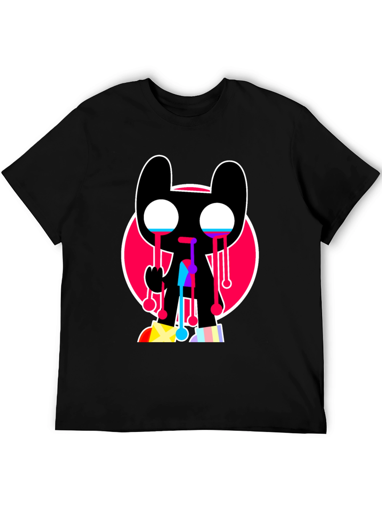 Black Trendy Crying Graphic Tee - Black view 5