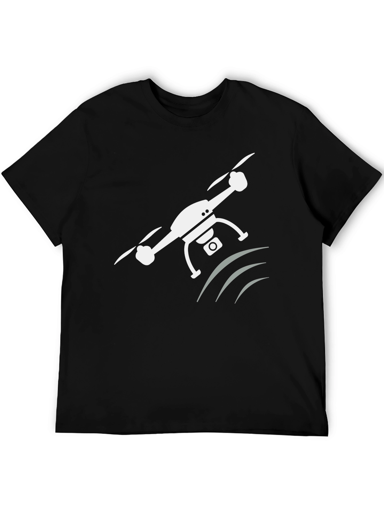 Black Drone Graphic T-Shirt - Modern Crew Neck Tee view 5