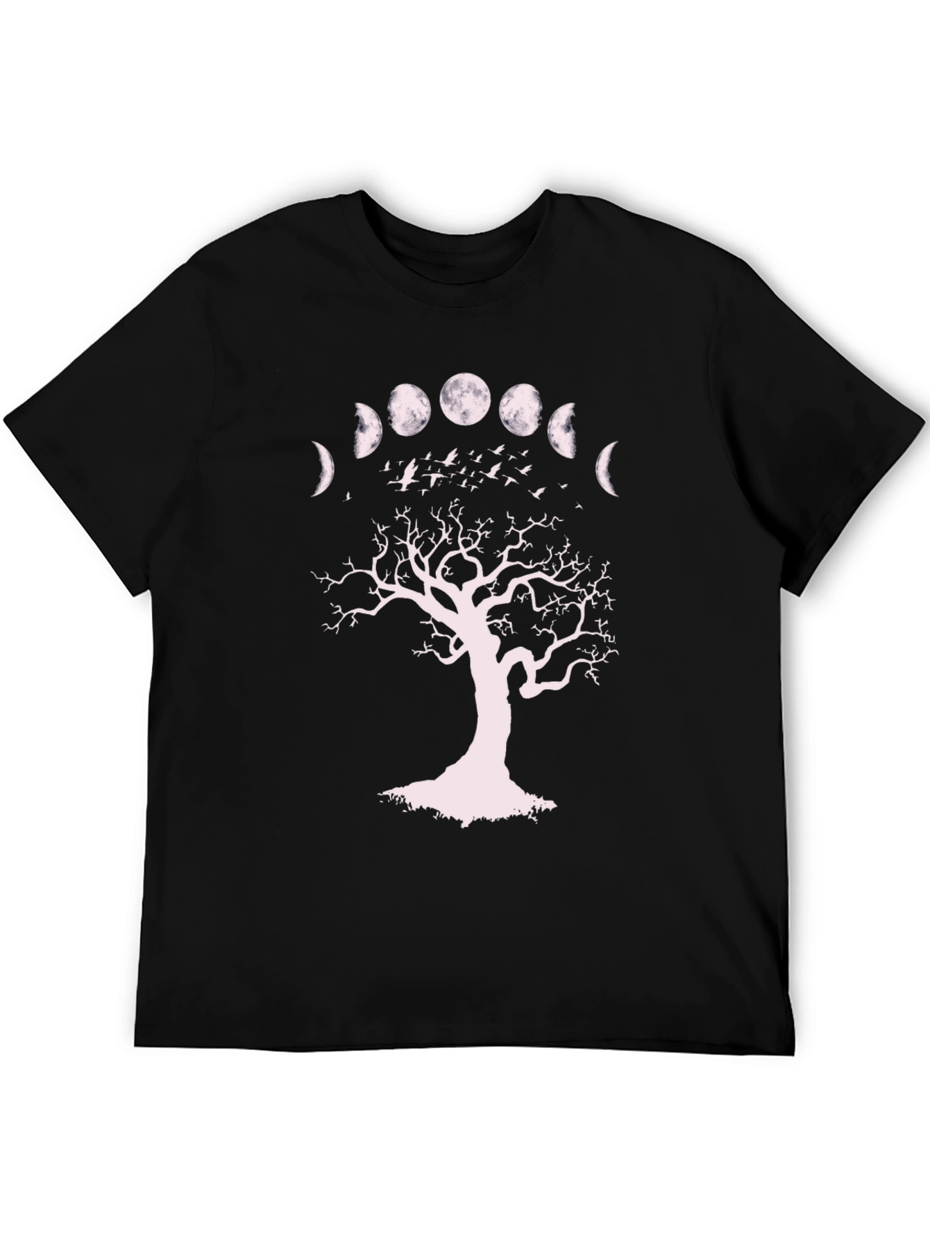 Black Moon Phases Tree Graphic Tee - Unisex Black T-Shirt view 5