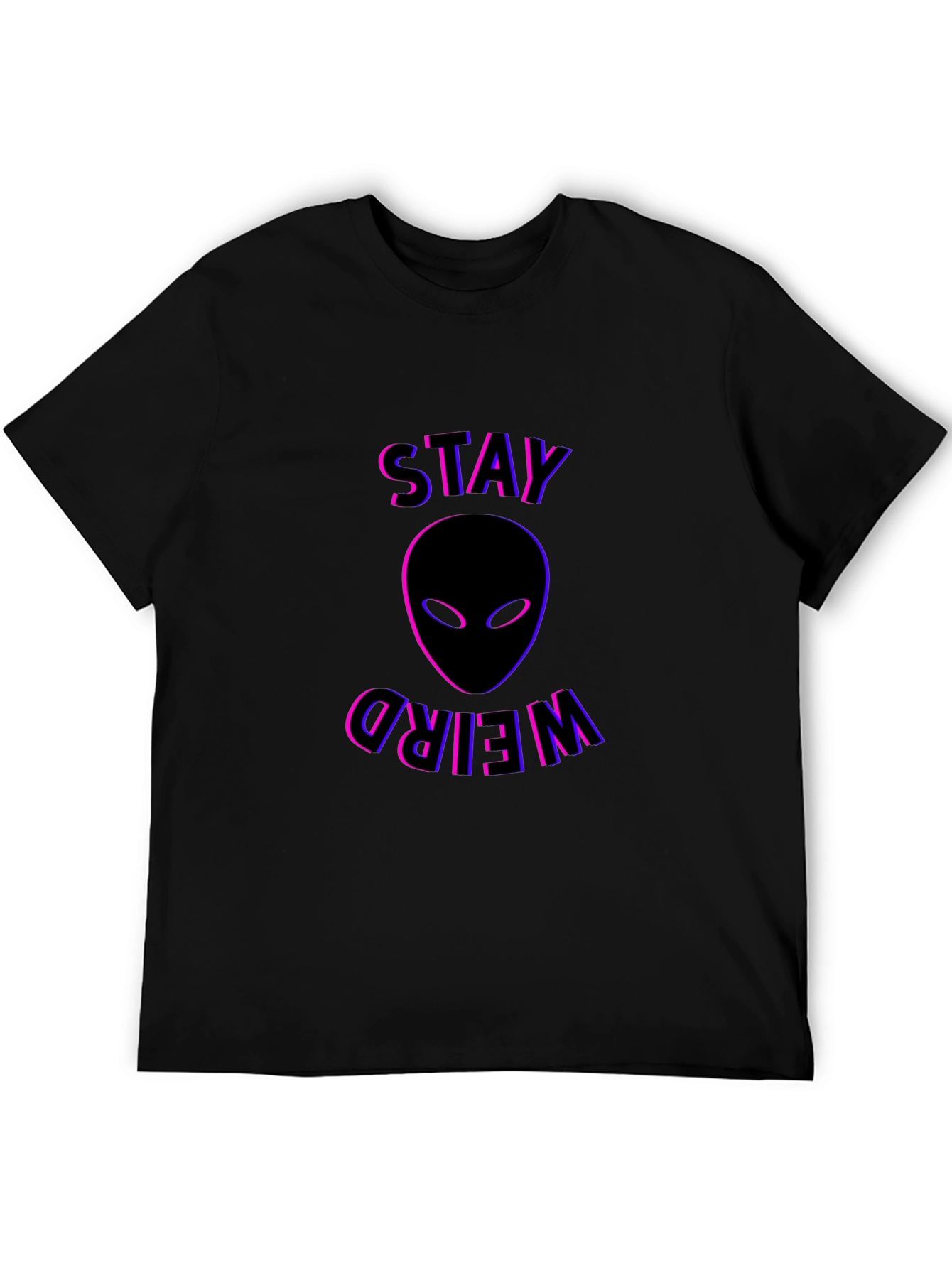 Black Stay Weird Alien Graphic T-Shirt - Black view 5