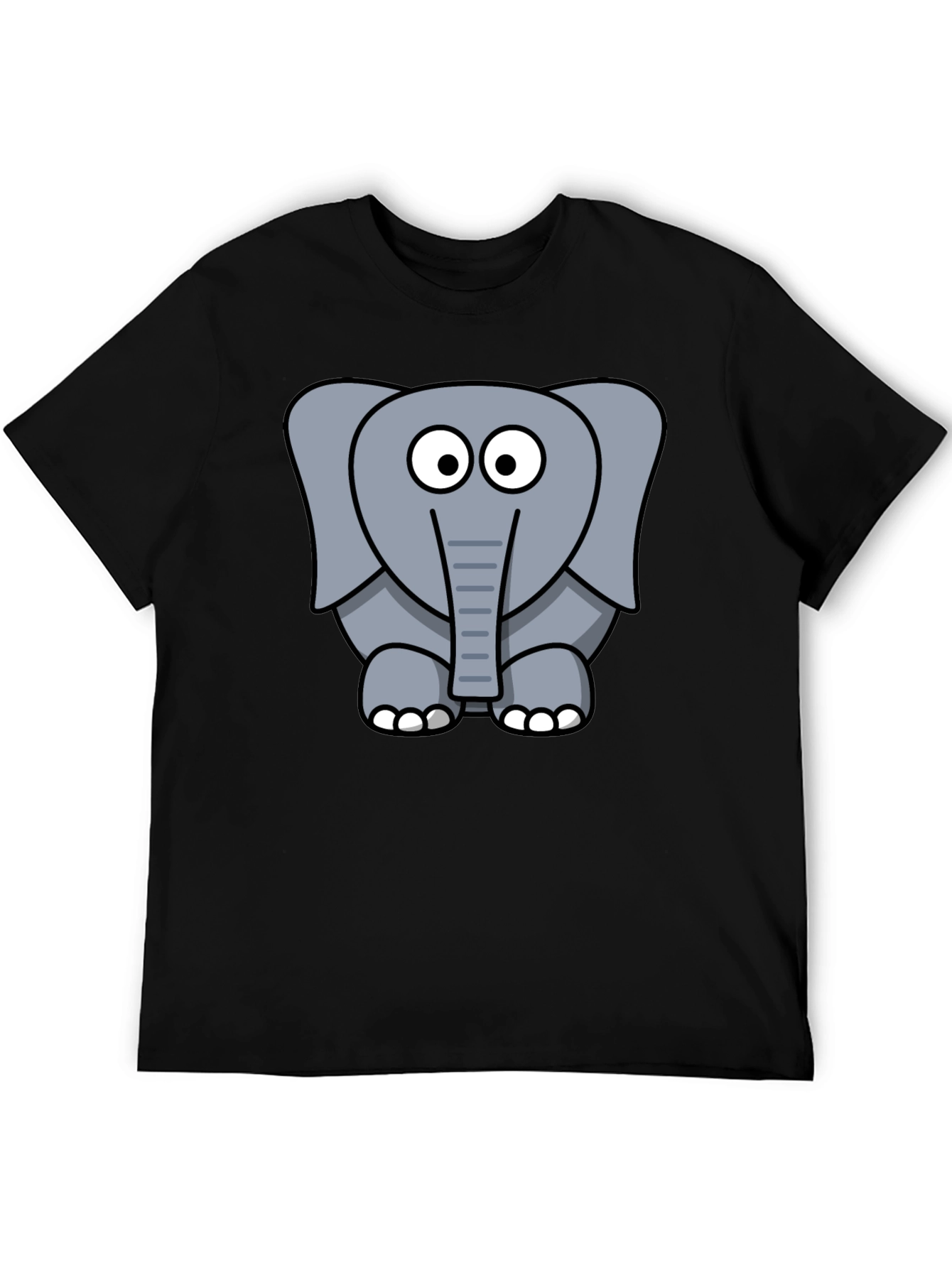 Cartoon Elephant Graphic Black T-Shirt - 5