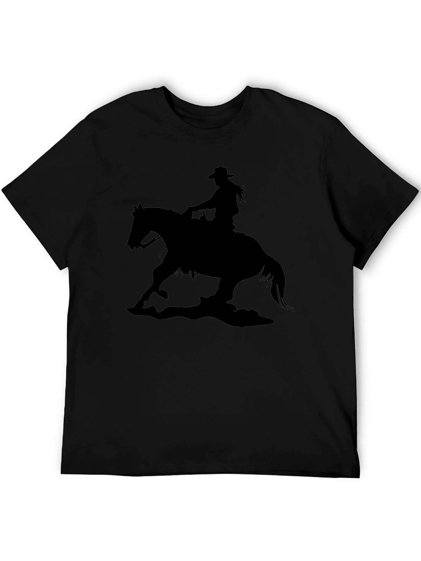 Black Cowgirl Horse Silhouette Black T-Shirt view 5