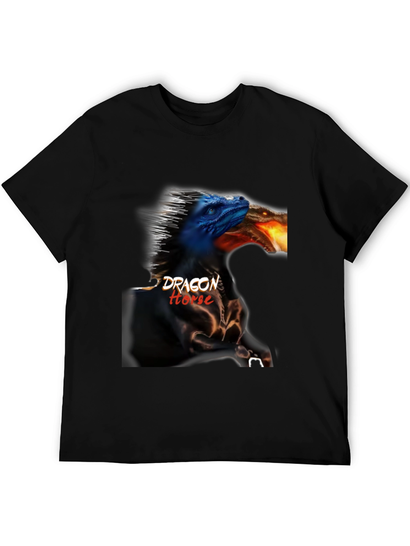Black Dragon Horse Graphic Tee - Black Cotton T-Shirt view 5