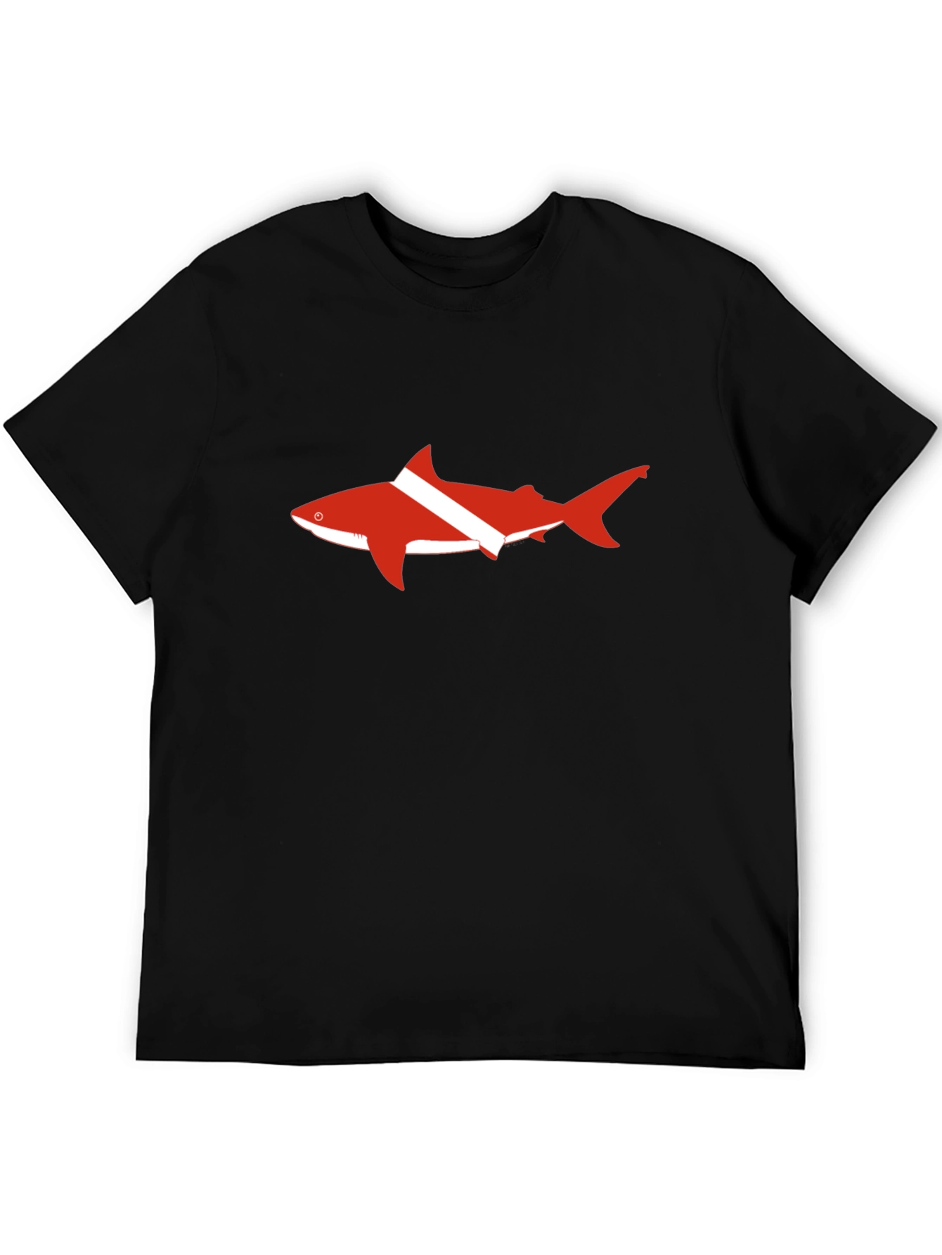 Black Diver Shark T-Shirt - Black Cotton Tee view 5