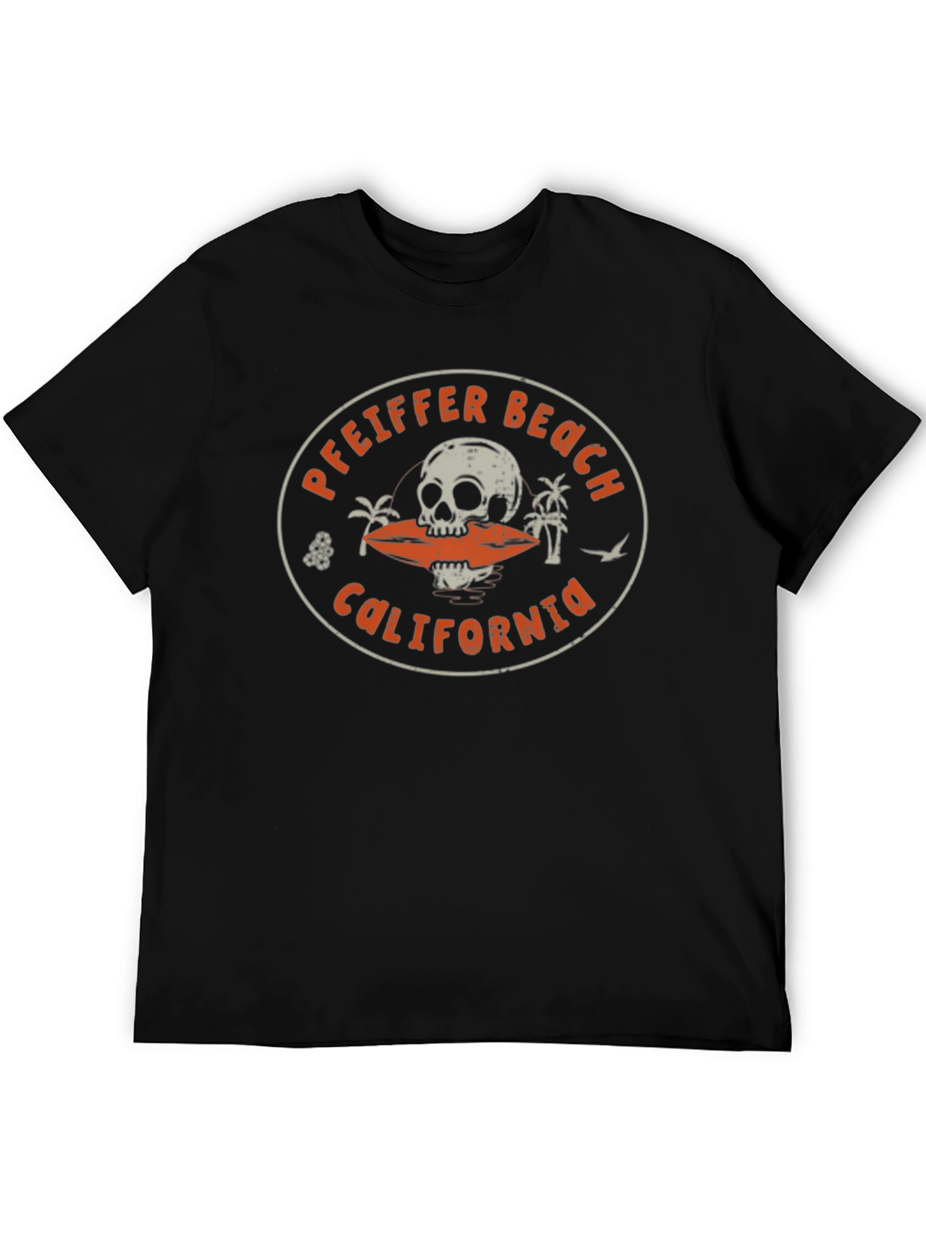 Black Pfeiffer Beach California Skull Graphic T-Shirt view 5