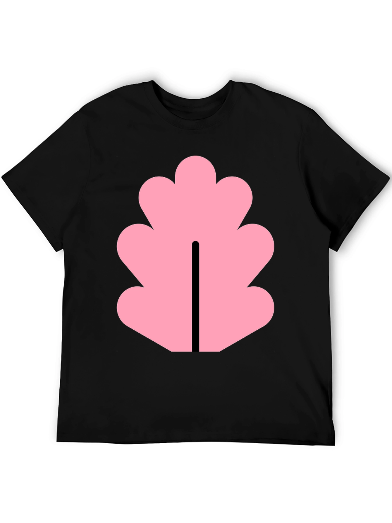 Black Black T-Shirt with Pink Leaf Design view 5