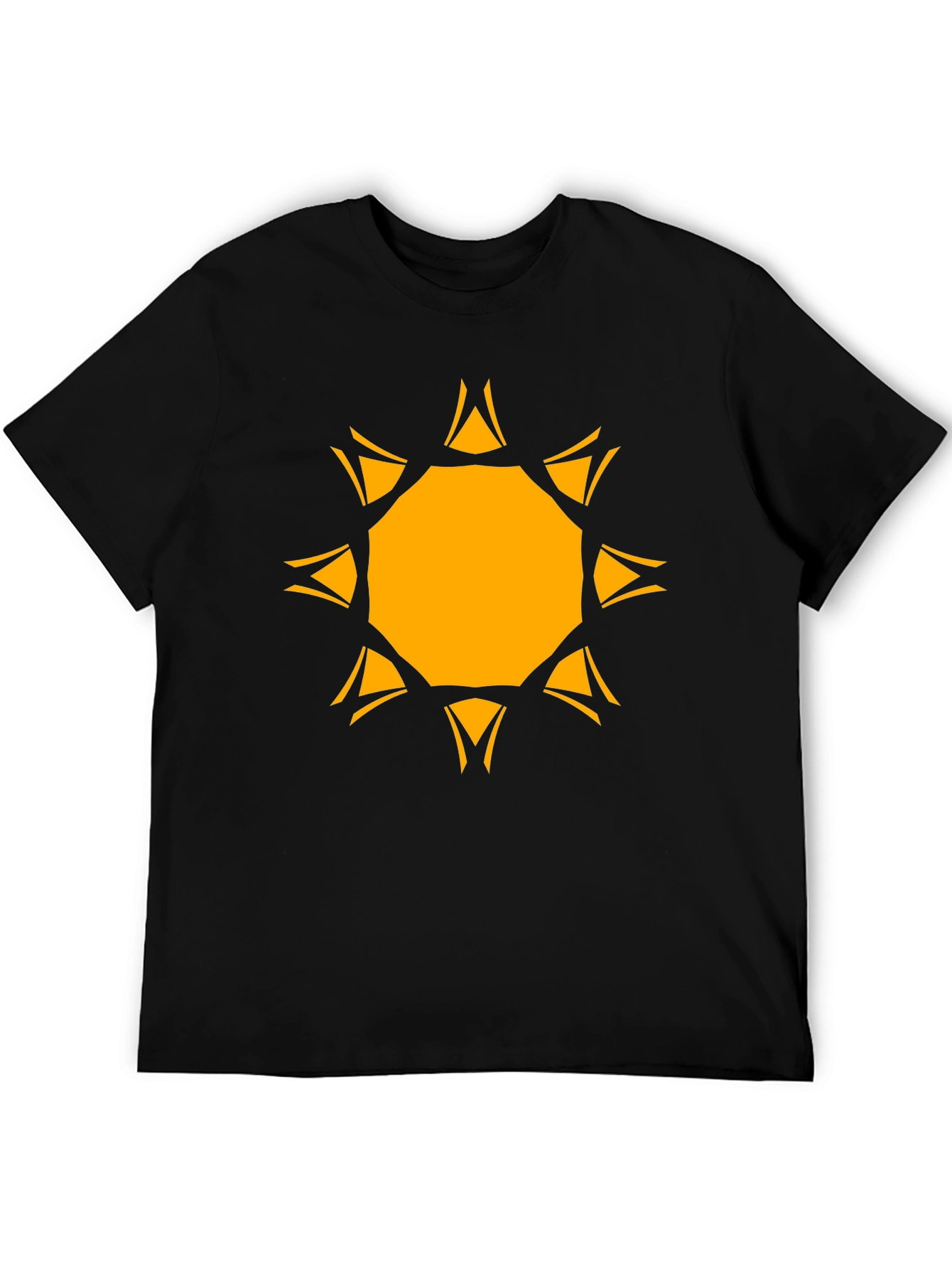 Black Geometric Sunburst Graphic Tee - Black Cotton Blend view 5