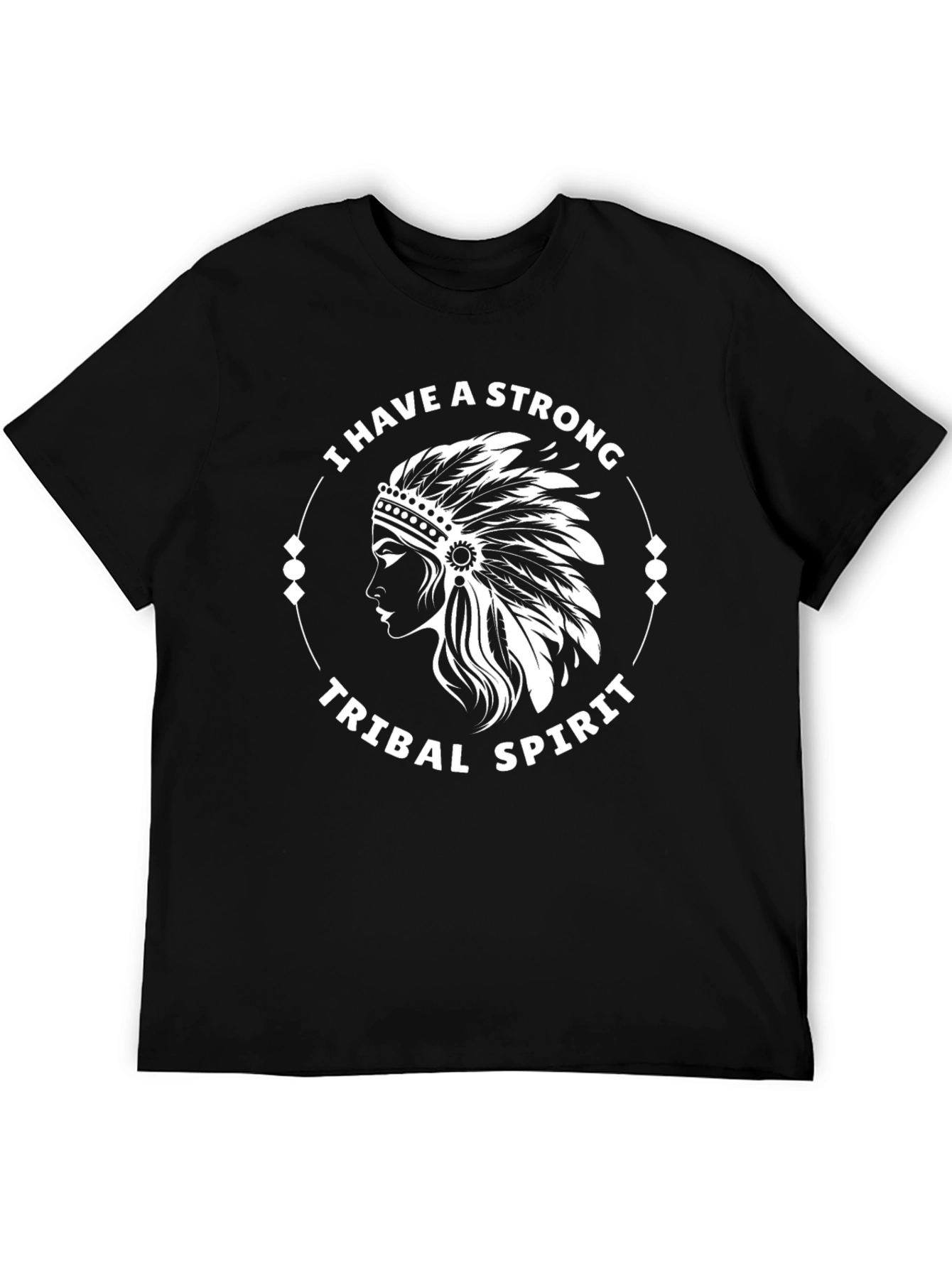 Black Strong Tribal Spirit Graphic Tee - Black Cotton Blend view 5
