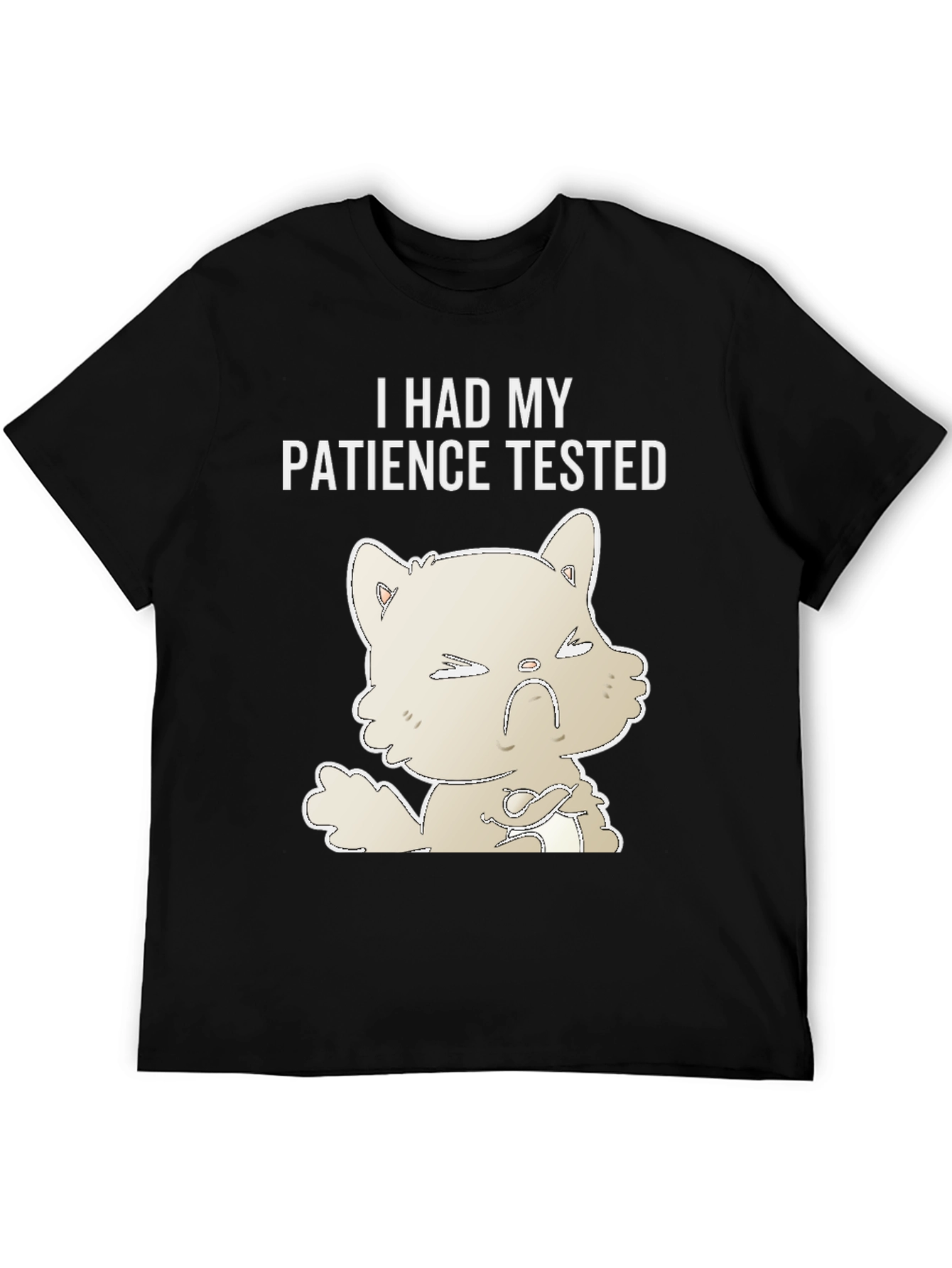 Black Patience Tested Graphic Tee - Angry Cat Humor T-Shirt view 5