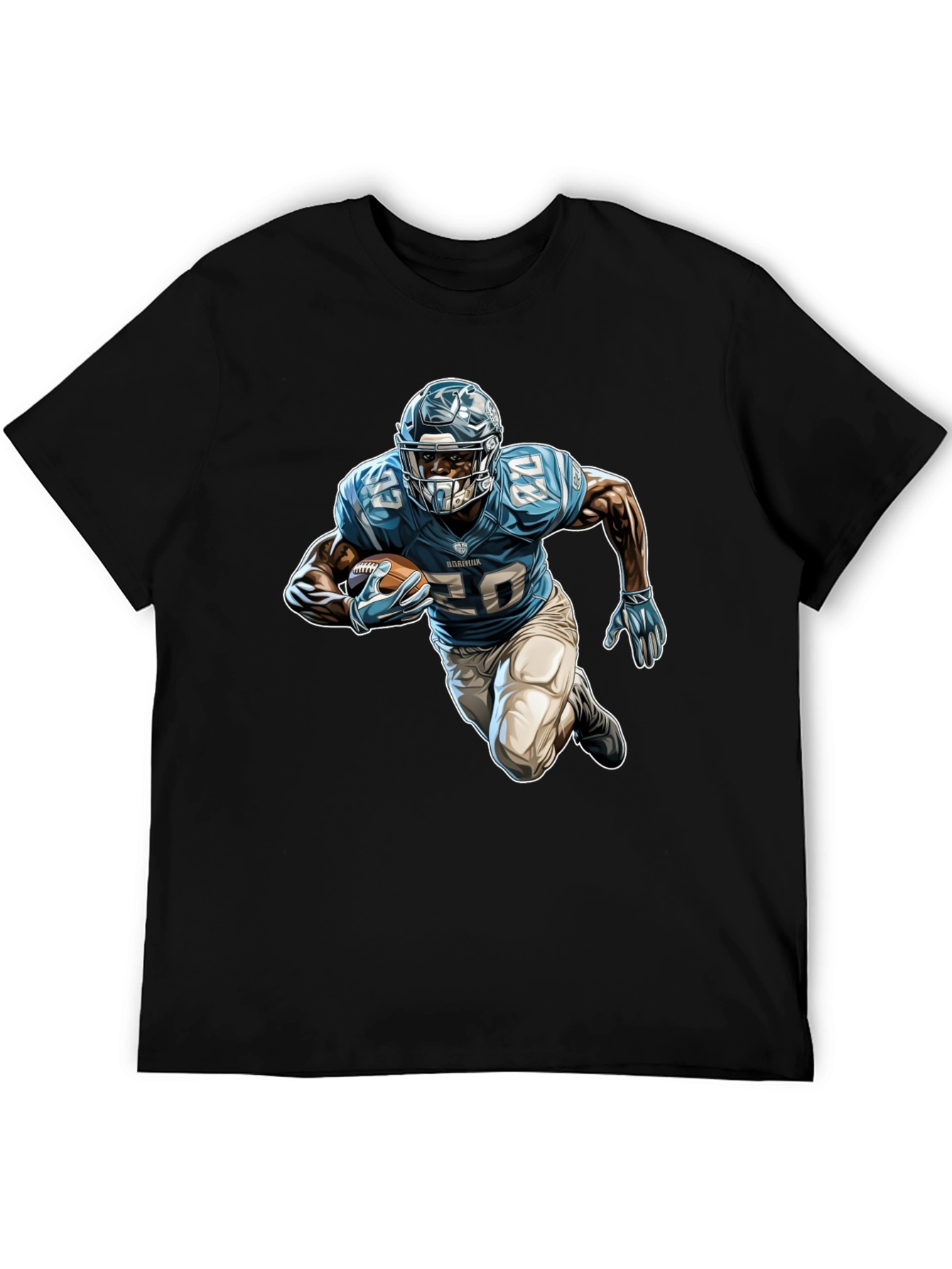 Black Football Player Graphic Tee - Black Cotton Blend view 5