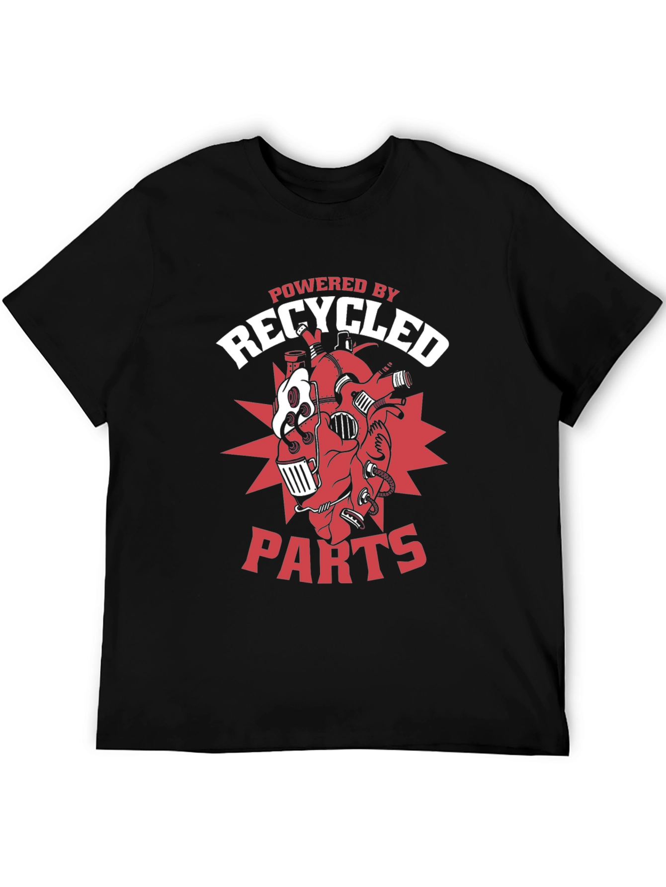 Black Recycled Parts T-Shirt - Unique Design view 5
