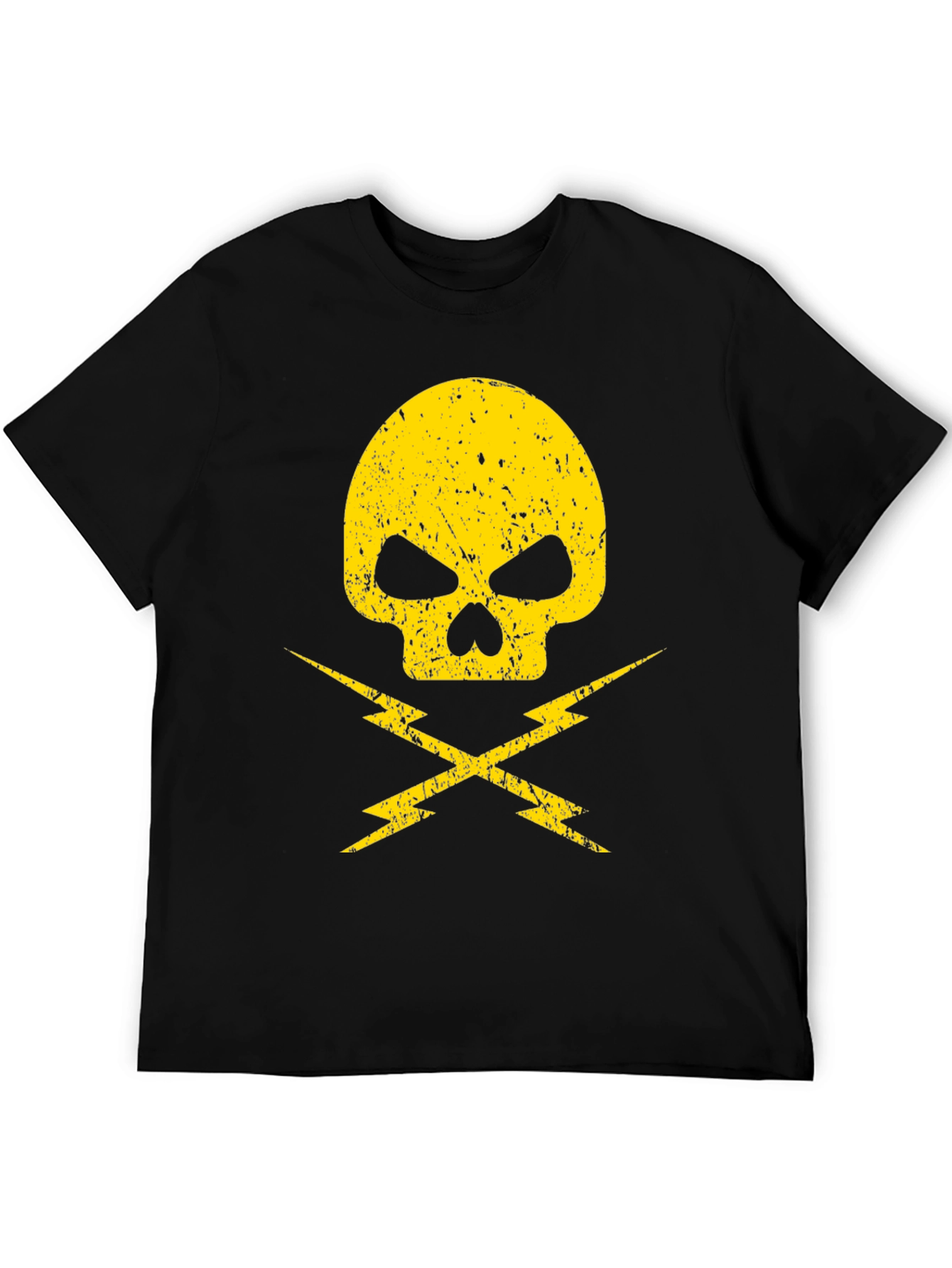 Black Skull & Lightning Bolt Black T-Shirt view 5