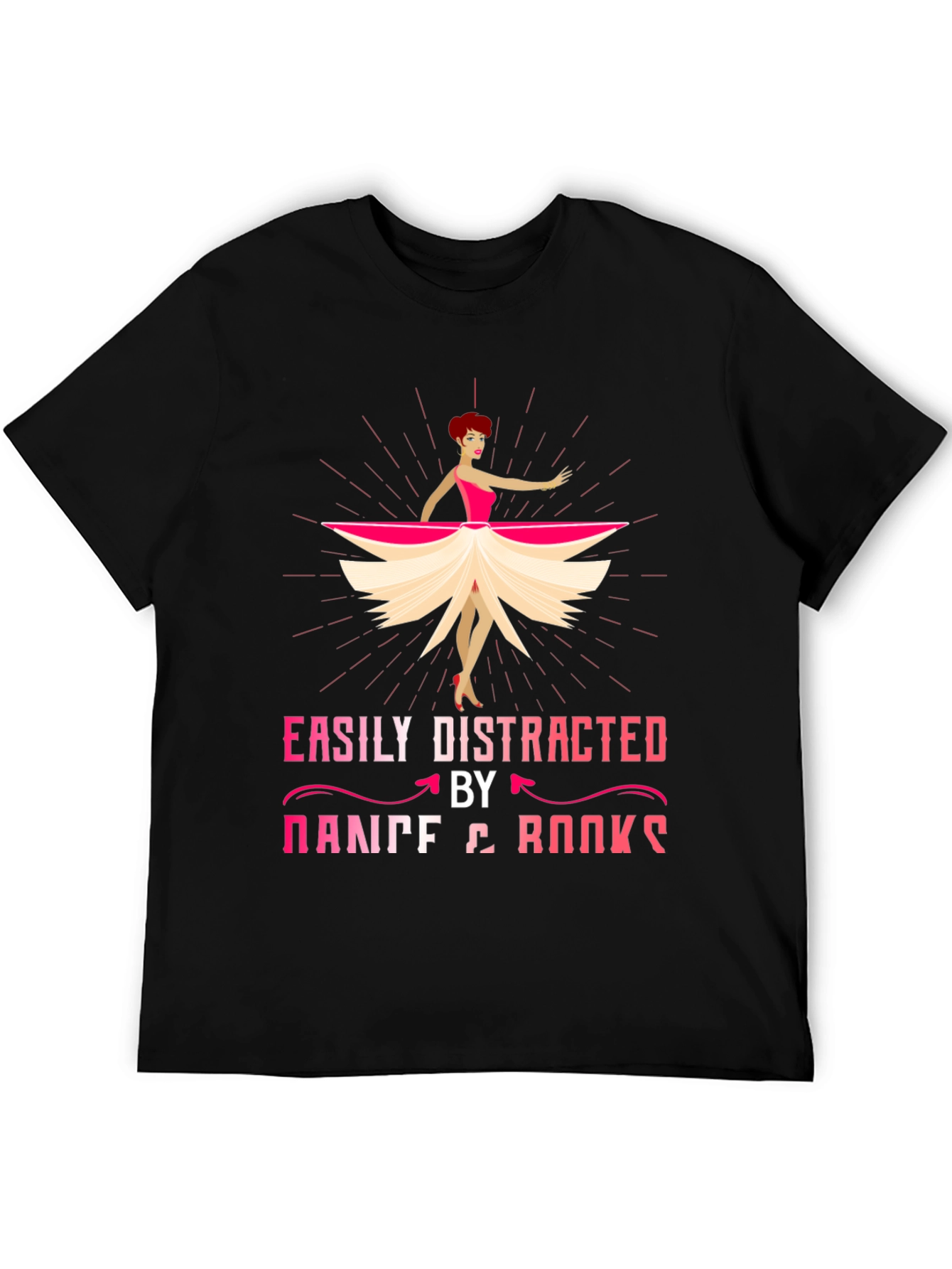 Black Easily Distracted by Dance & Books T-Shirt view 5