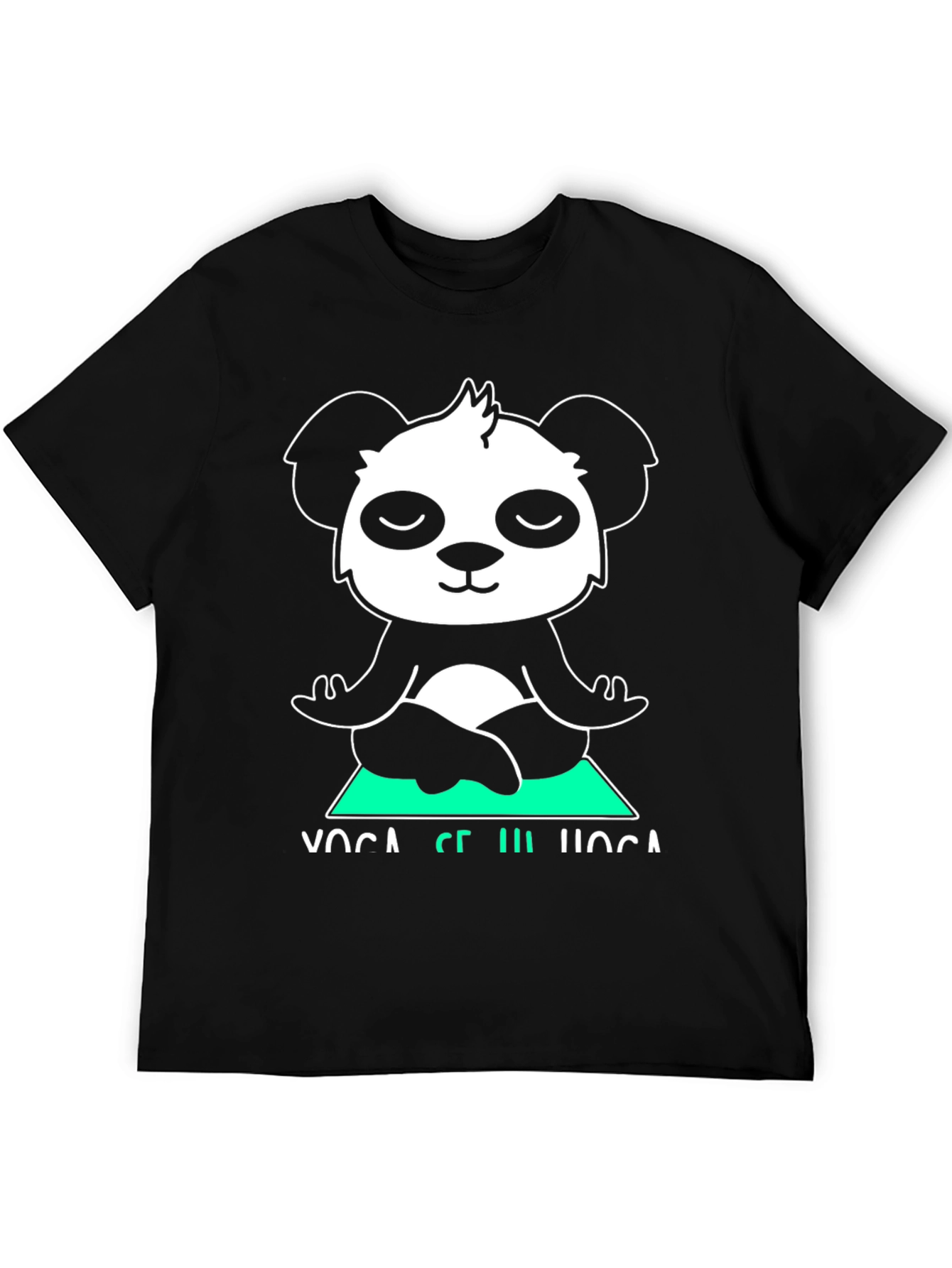 Black Yoga Panda Graphic Tee - Meditating Bear Shirt view 5