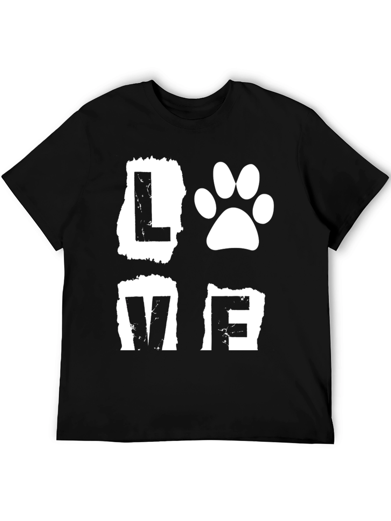 Black Love Paw Print Graphic Black T-Shirt view 5