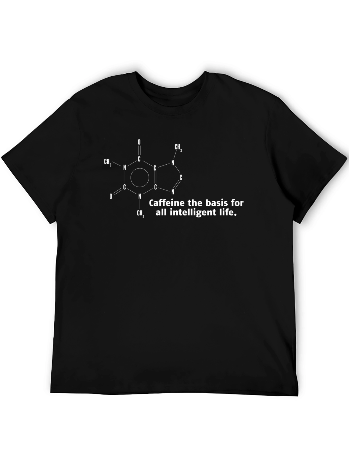 Black Caffeine Molecule T-Shirt - Science Humor view 5