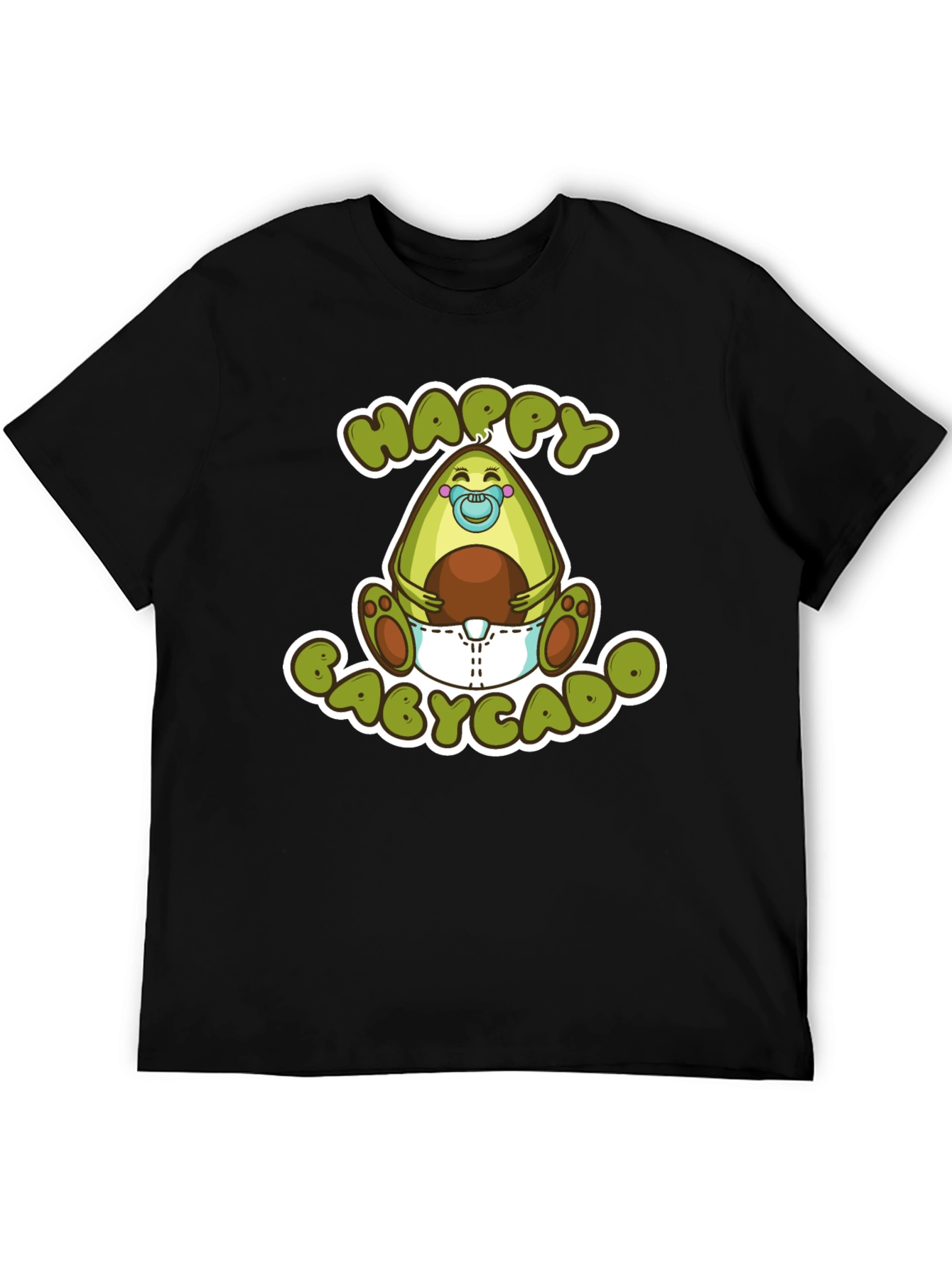 Black Happy Babycado T-Shirt: Cute Avocado Design view 5