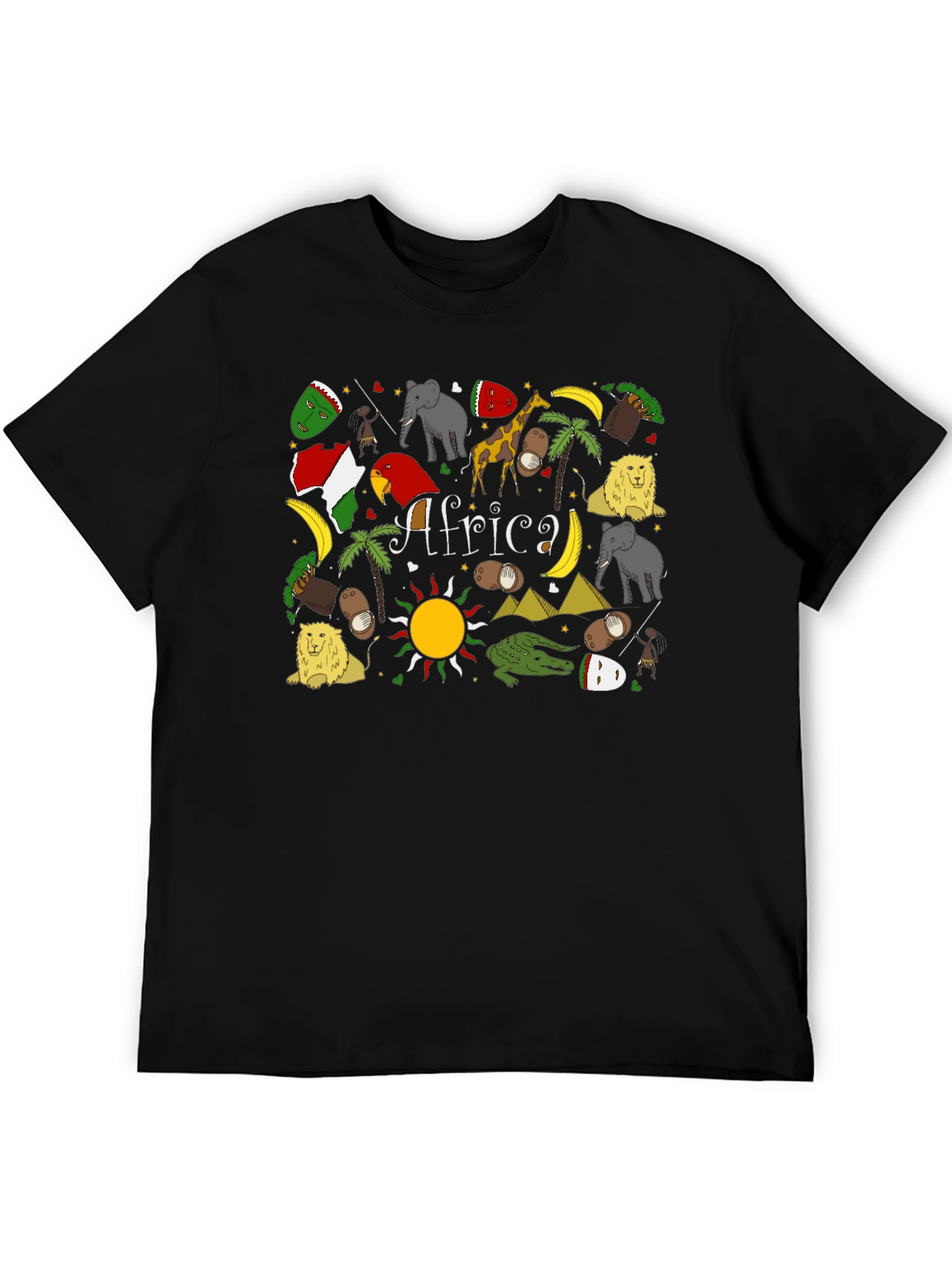 Black Africa Graphic Print Tee - Novelty Men's T-Shirt view 5
