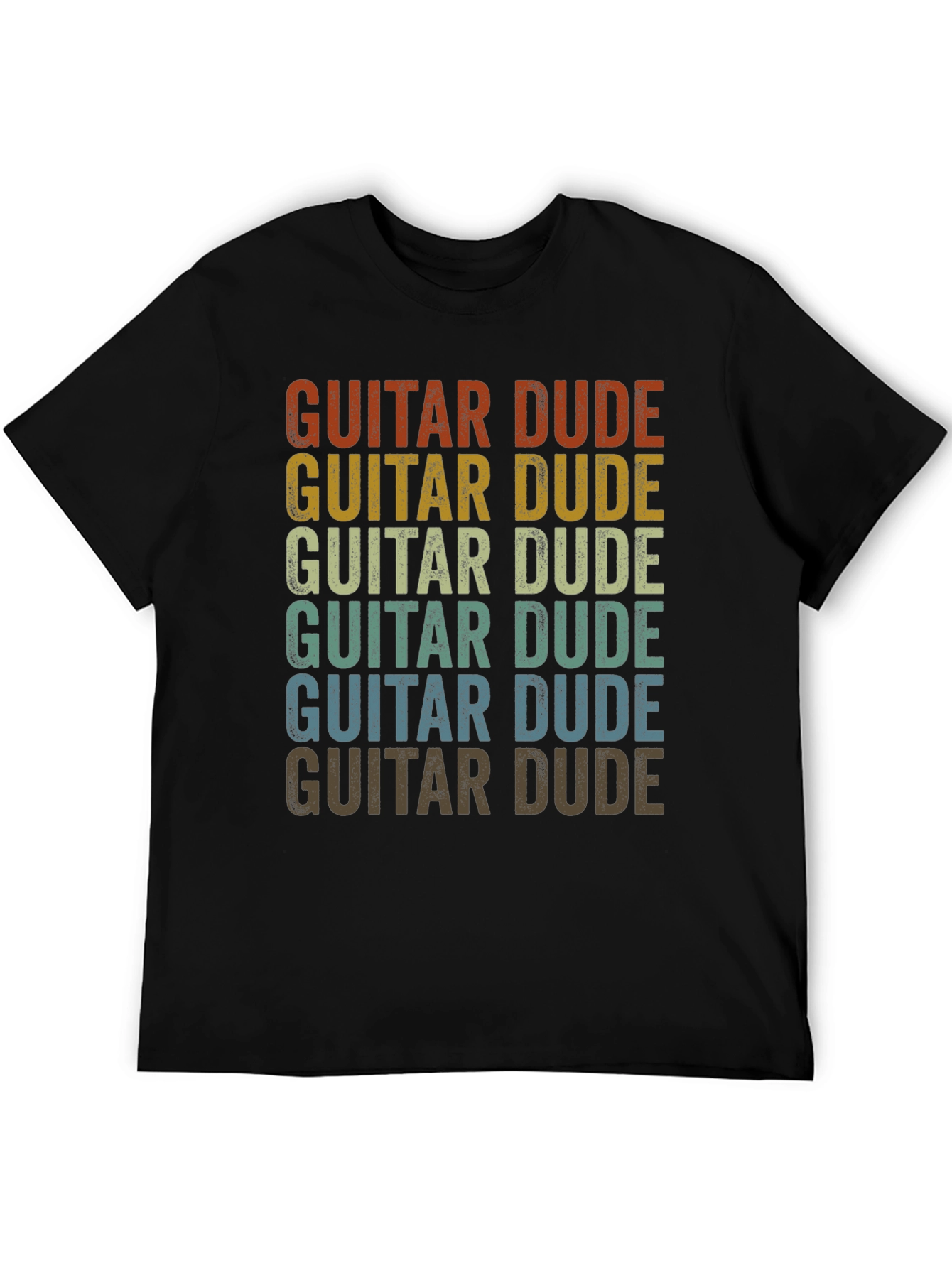 Black Guitar Dude Retro T-Shirt view 5