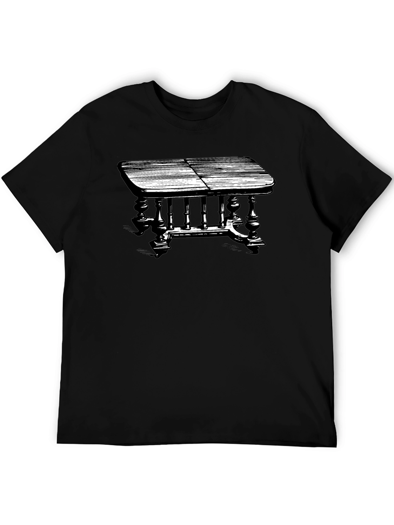 Black Vintage Table Graphic Tee - Black Cotton T-Shirt view 5