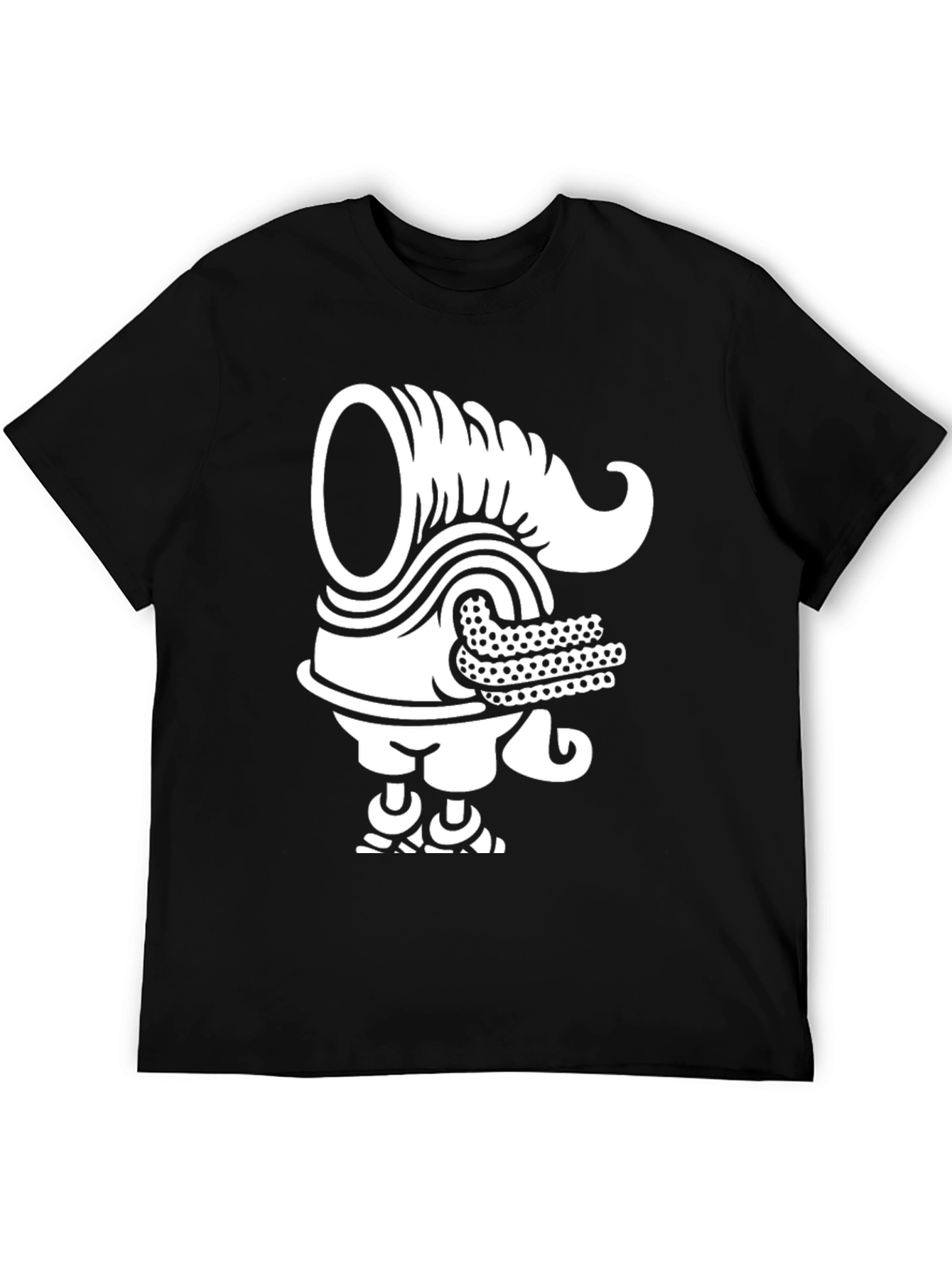 Black Unique Graphic Tee - Black T-Shirt with White Design view 5