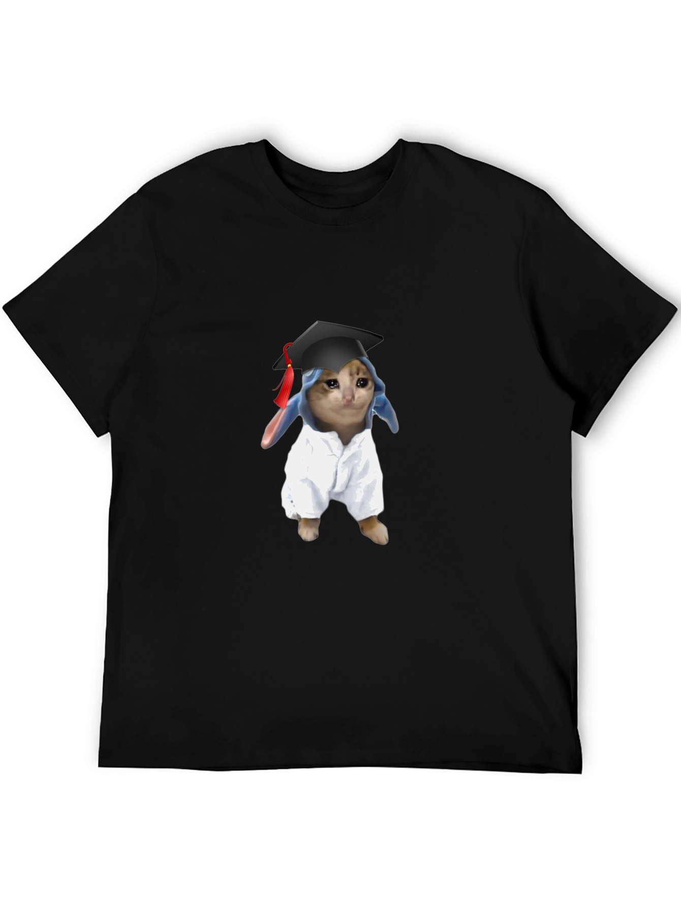 Black Funny Graduate Cat Graphic T-Shirt view 5
