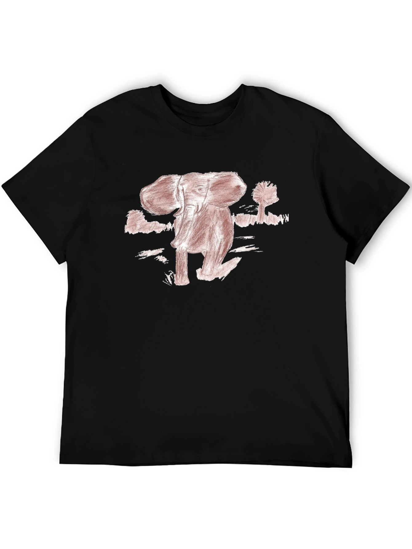 Black Elephant Sketch Graphic T-Shirt view 5