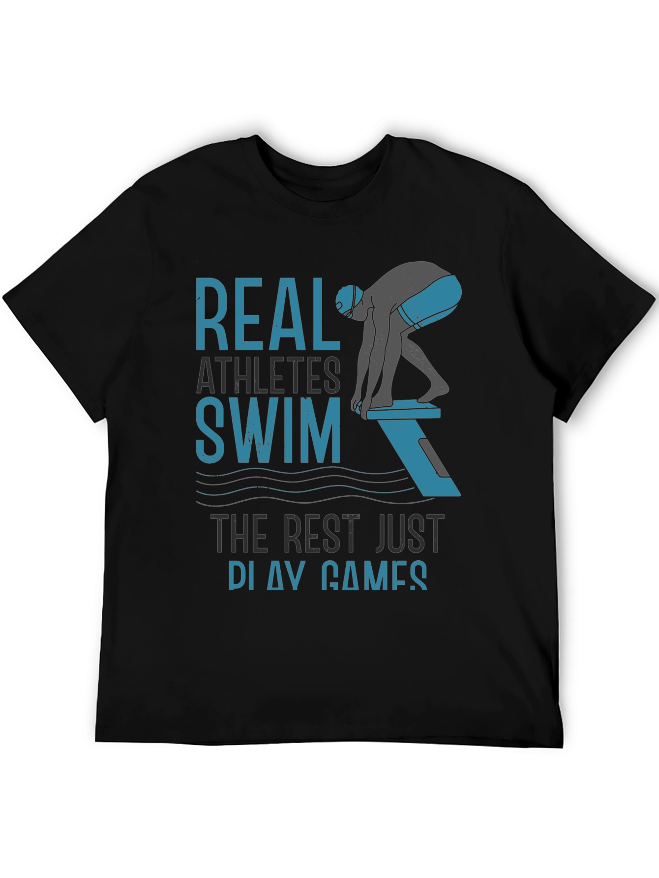 Black Real Athletes Swim T-Shirt - Black Cotton Tee view 5