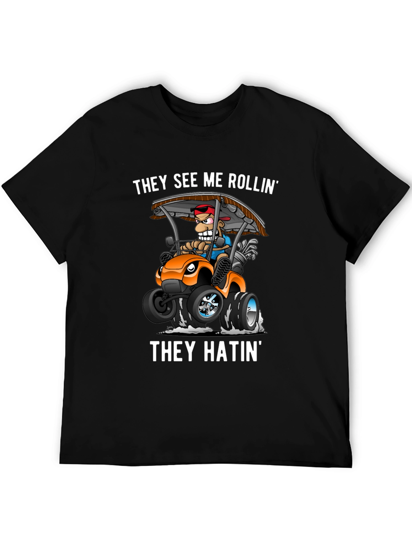 Black Funny "They See Me Rollin'" Graphic Tee view 5