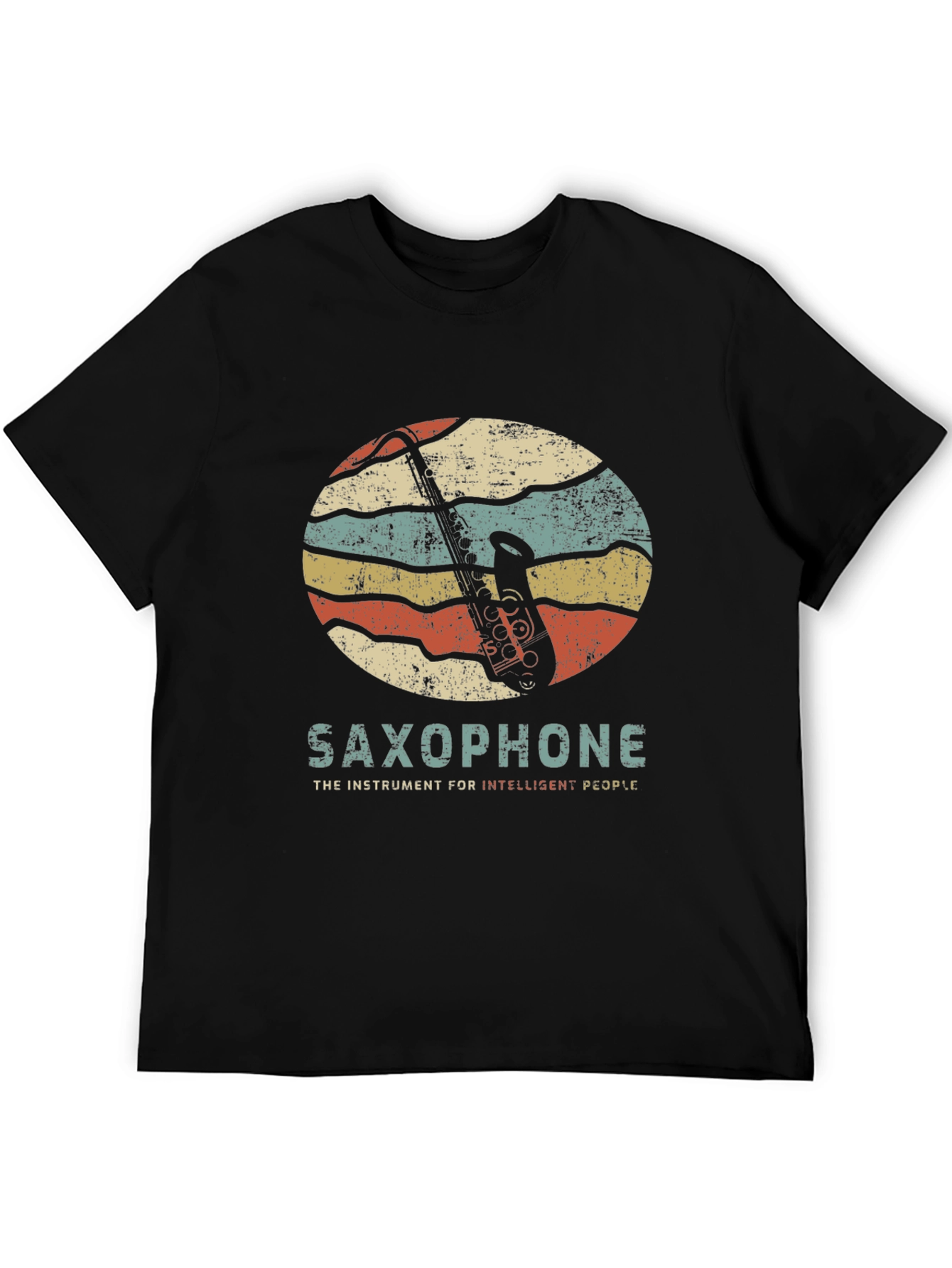 Black Saxophone Retro Graphic T-Shirt view 5