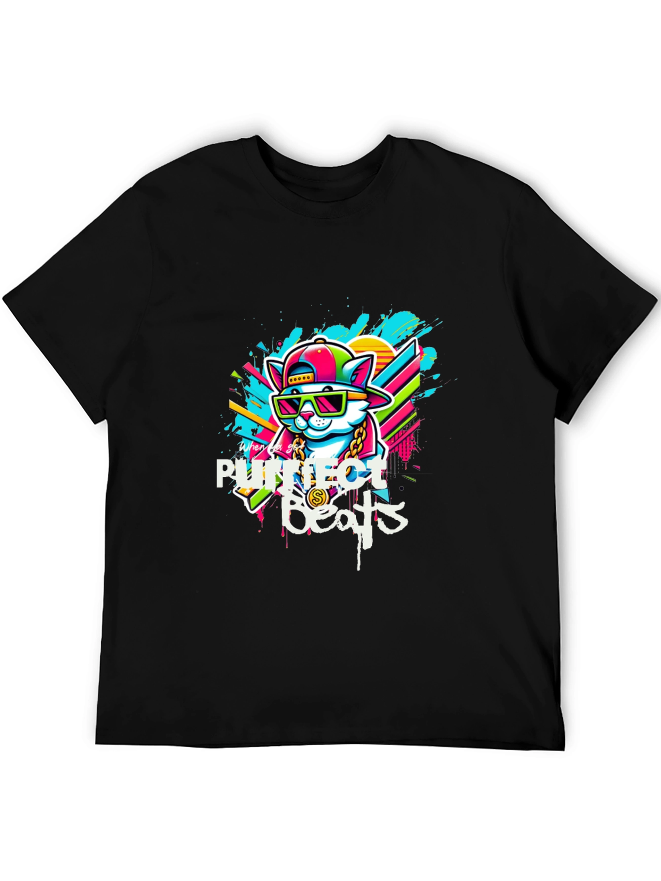 Black Purrfect Beats Black T-Shirt view 5