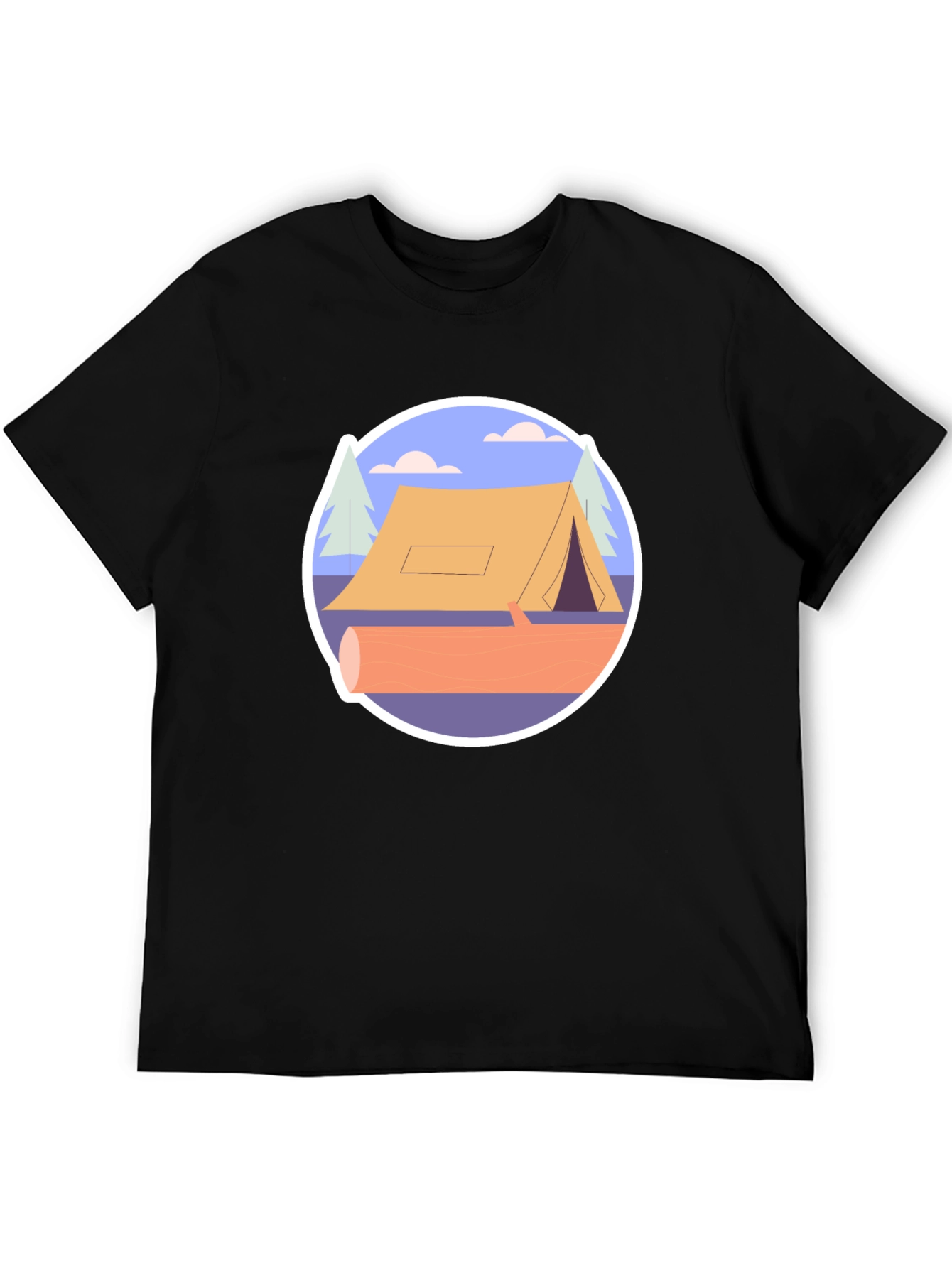 Black Camping Tent Graphic Tee - Nature Adventure Shirt view 5