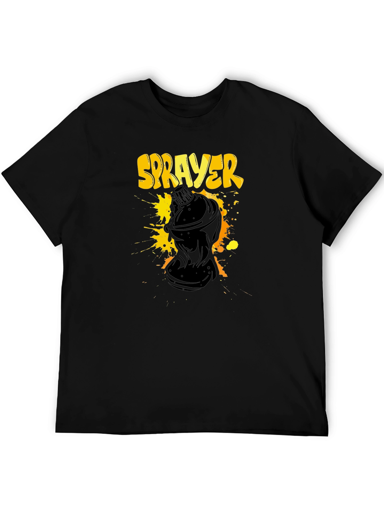 Black Sprayer Graphic T-Shirt - Black Crew Neck Tee view 5