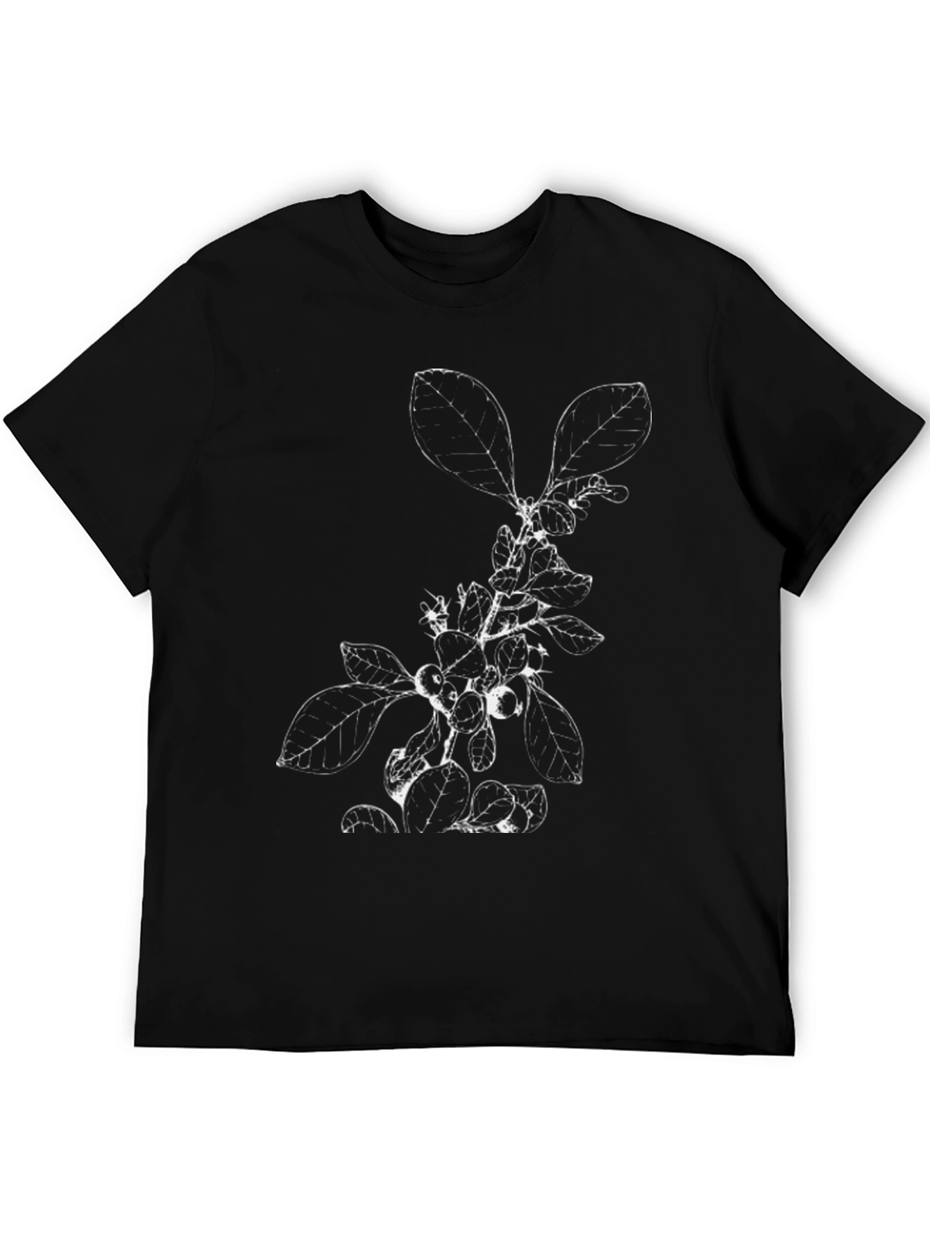 Black Botanical Print Black T-Shirt view 5