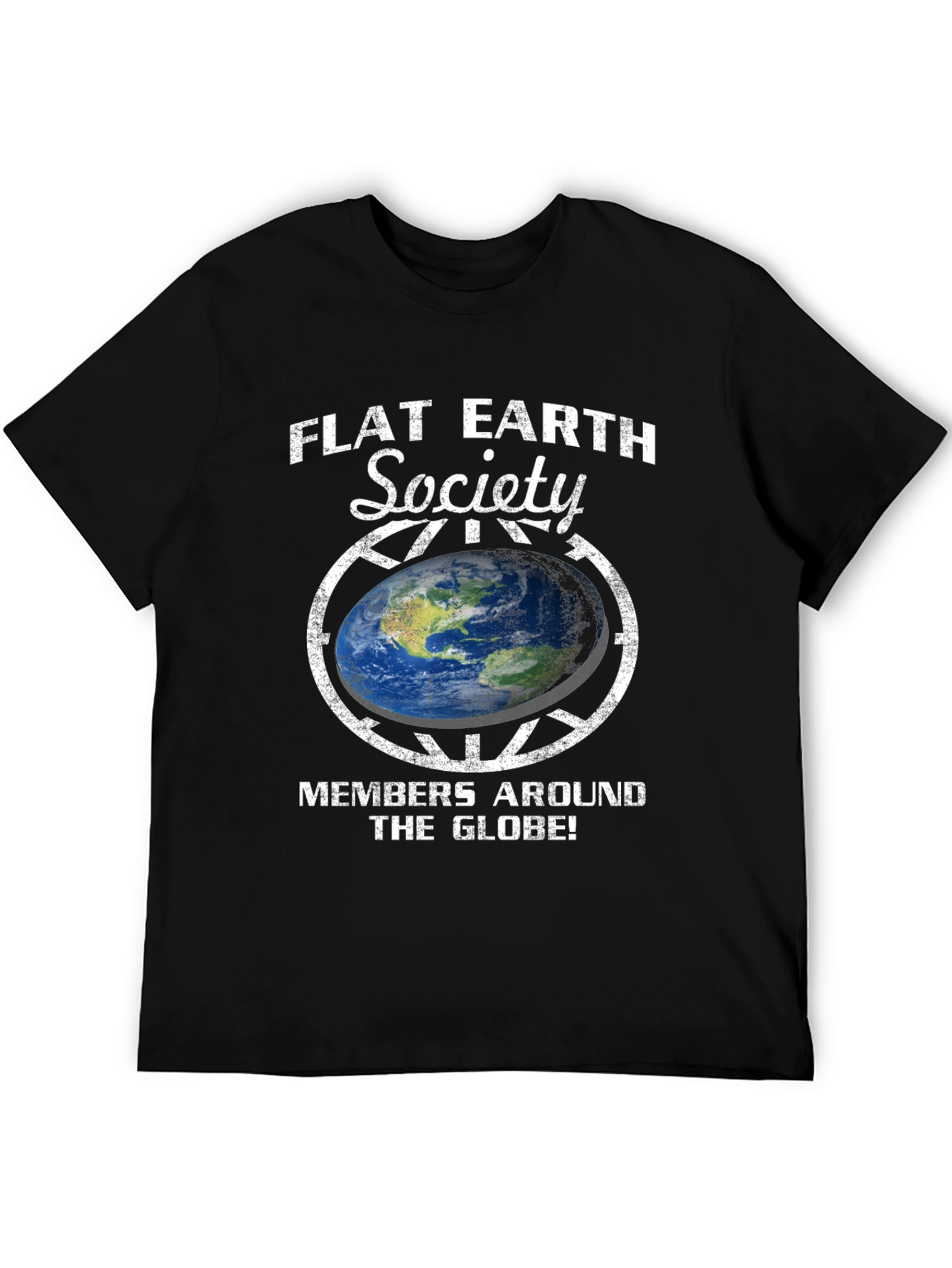 Black Flat Earth Society Graphic T-Shirt view 5