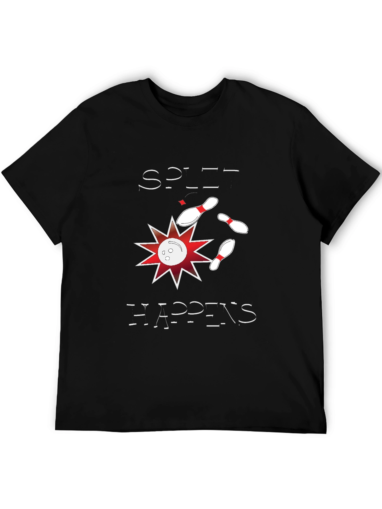 Black Split Happens Graphic Tee - Bowling Design view 5