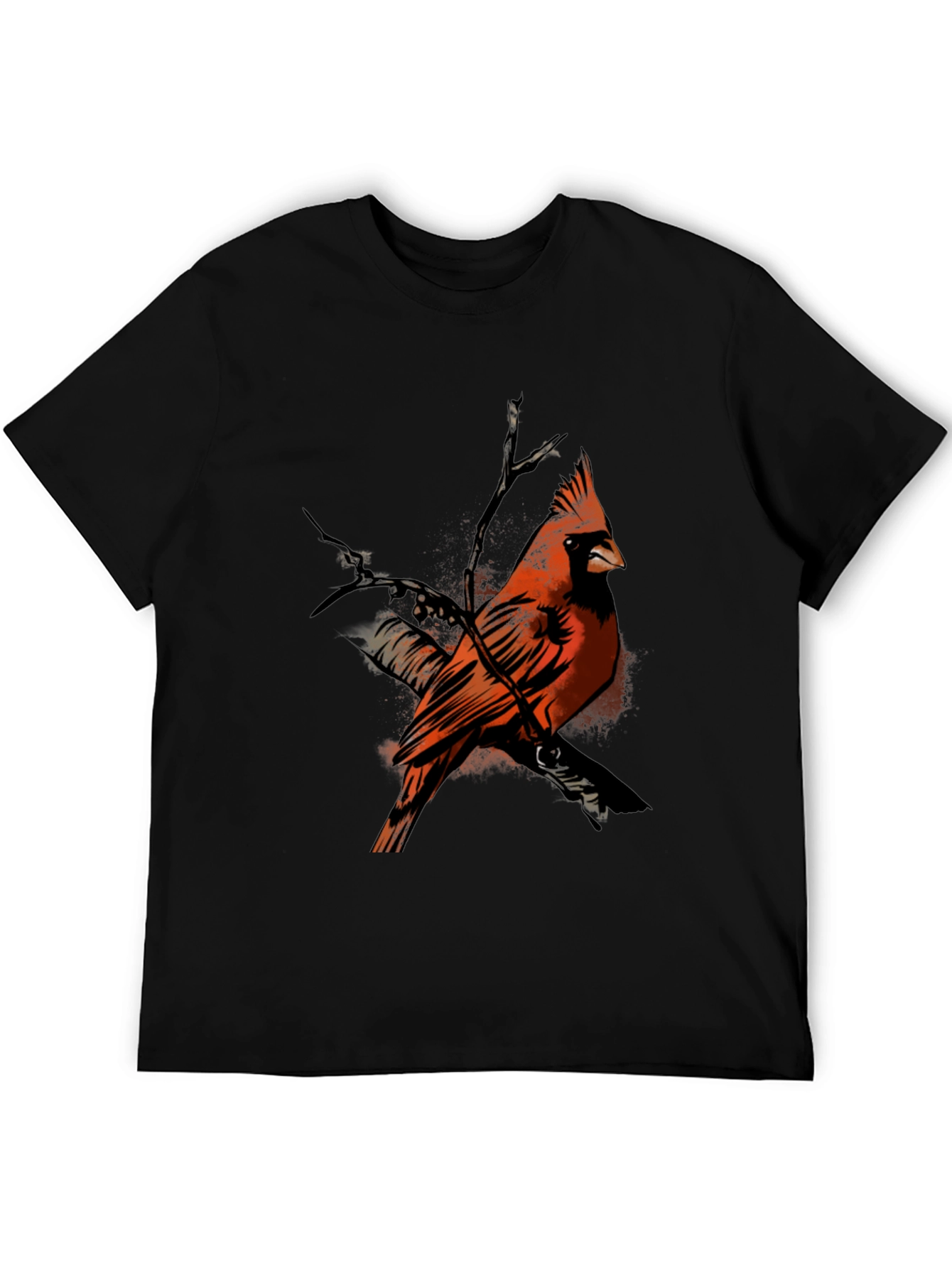 Black Cardinal Bird Graphic Black T-Shirt view 5