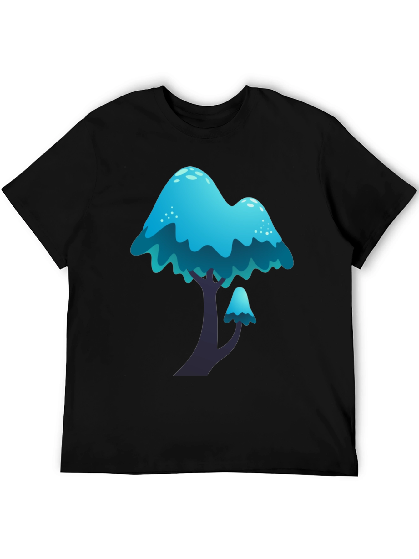 Black Blue Mushroom Graphic Tee - Funky Casual Wear view 5