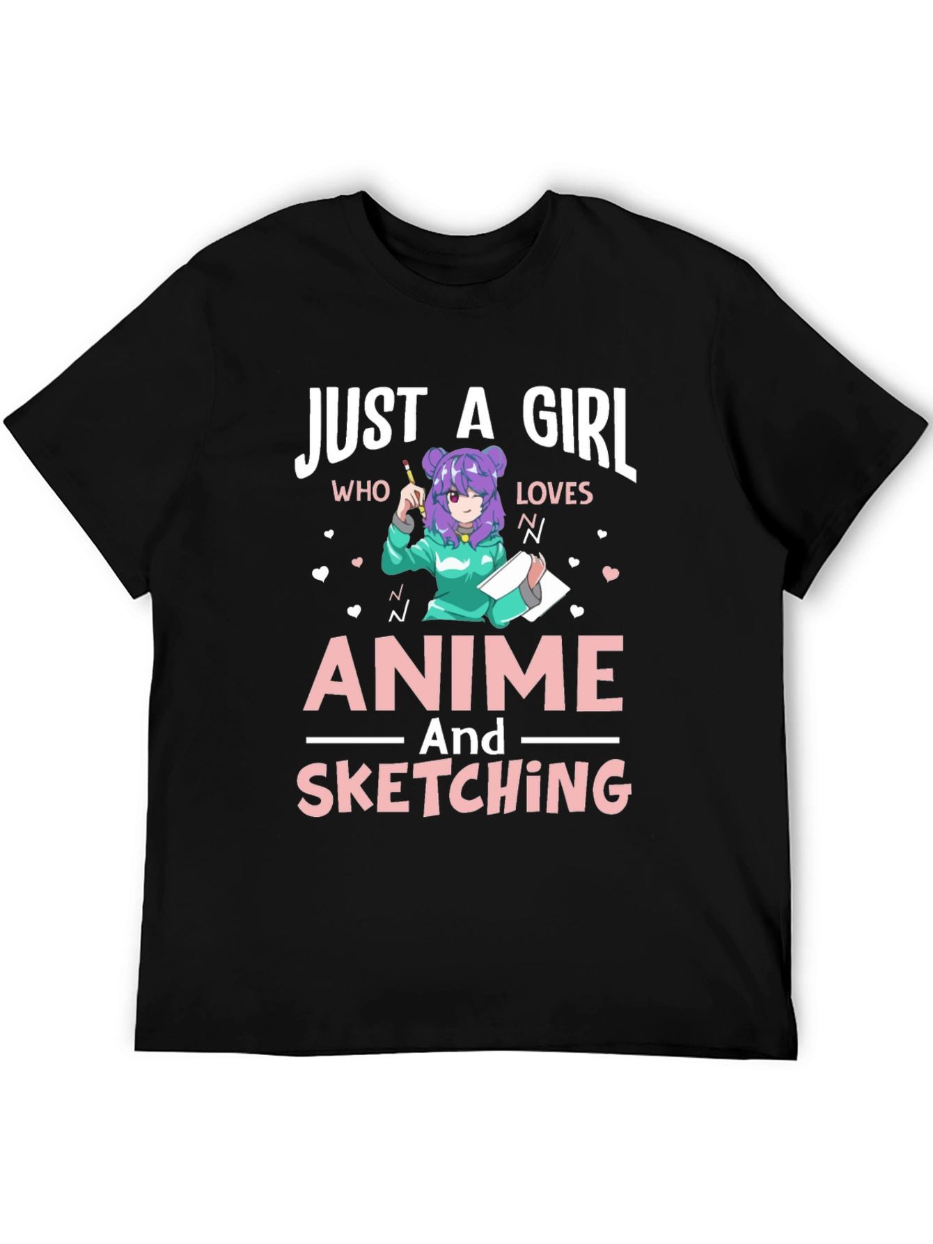 Black Anime & Sketching Girl's T-Shirt view 5
