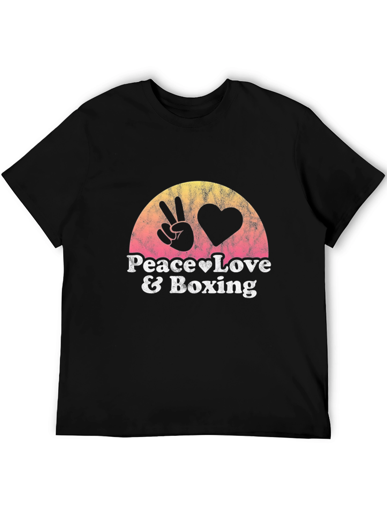Black Peace Love and Boxing Black T-Shirt view 5