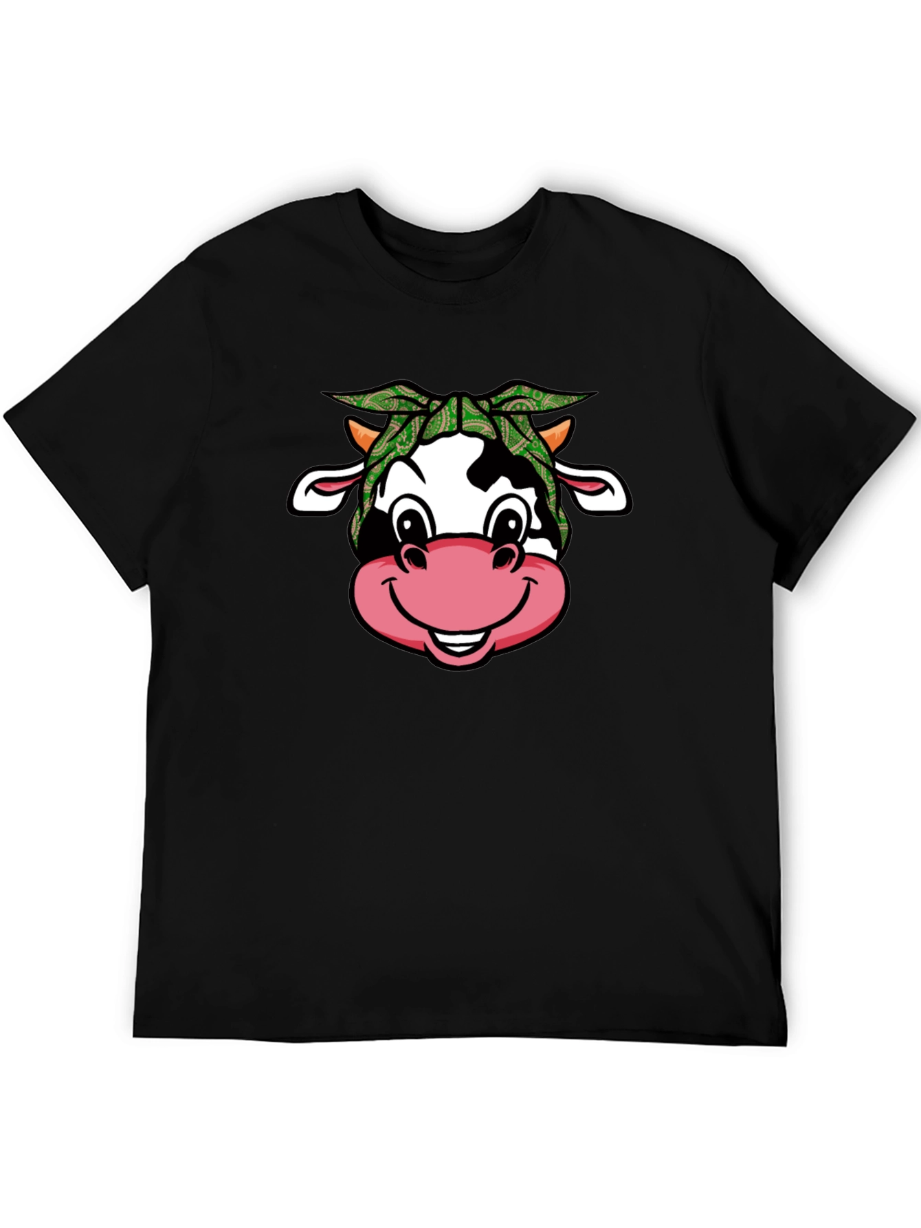 Black Cow Bandana T-Shirt - Cute Animal Graphic Tee view 5